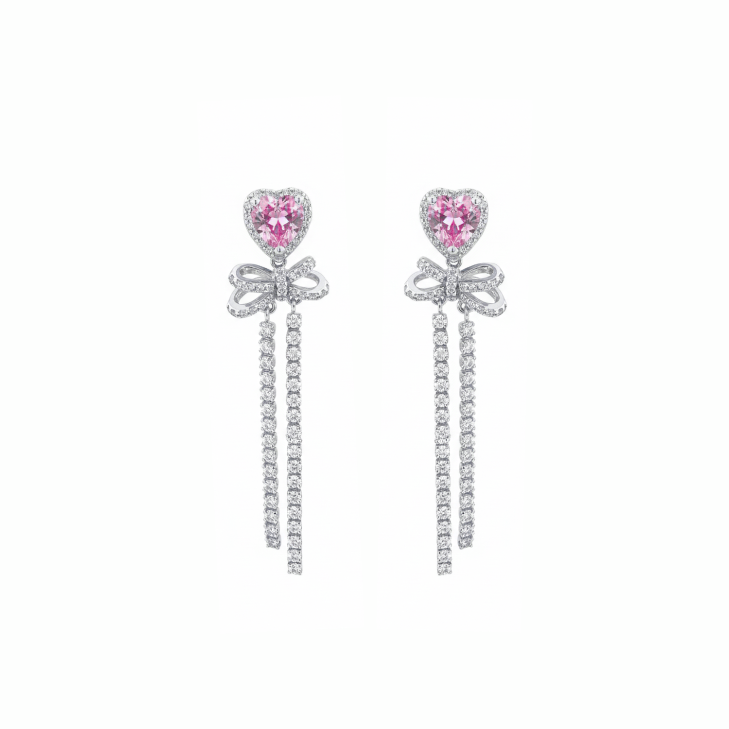 Pink Heart Dangler Earrings