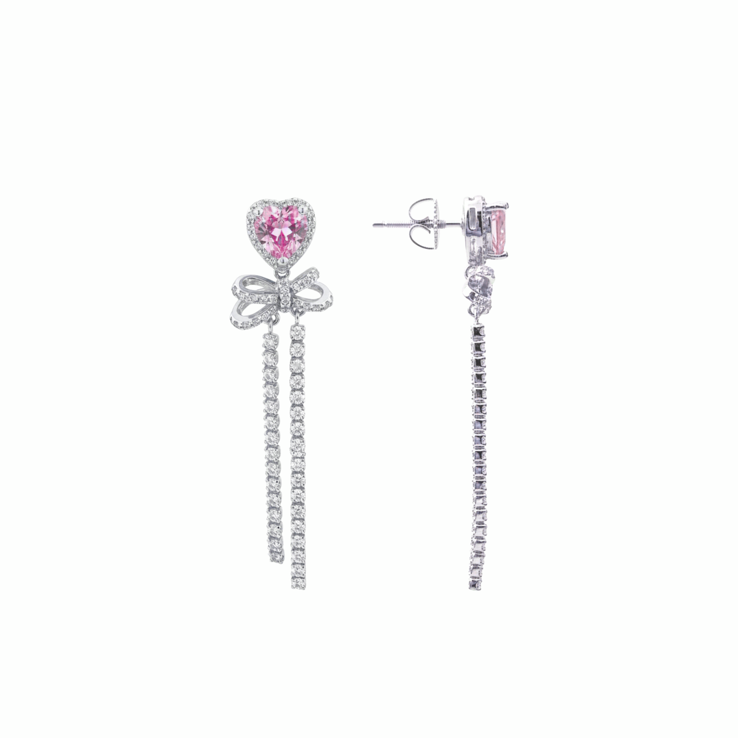 Pink Heart Dangler Earrings
