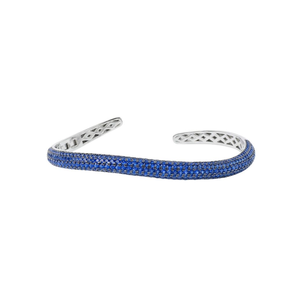 Ocean Blue Wavy Silver Bracelet