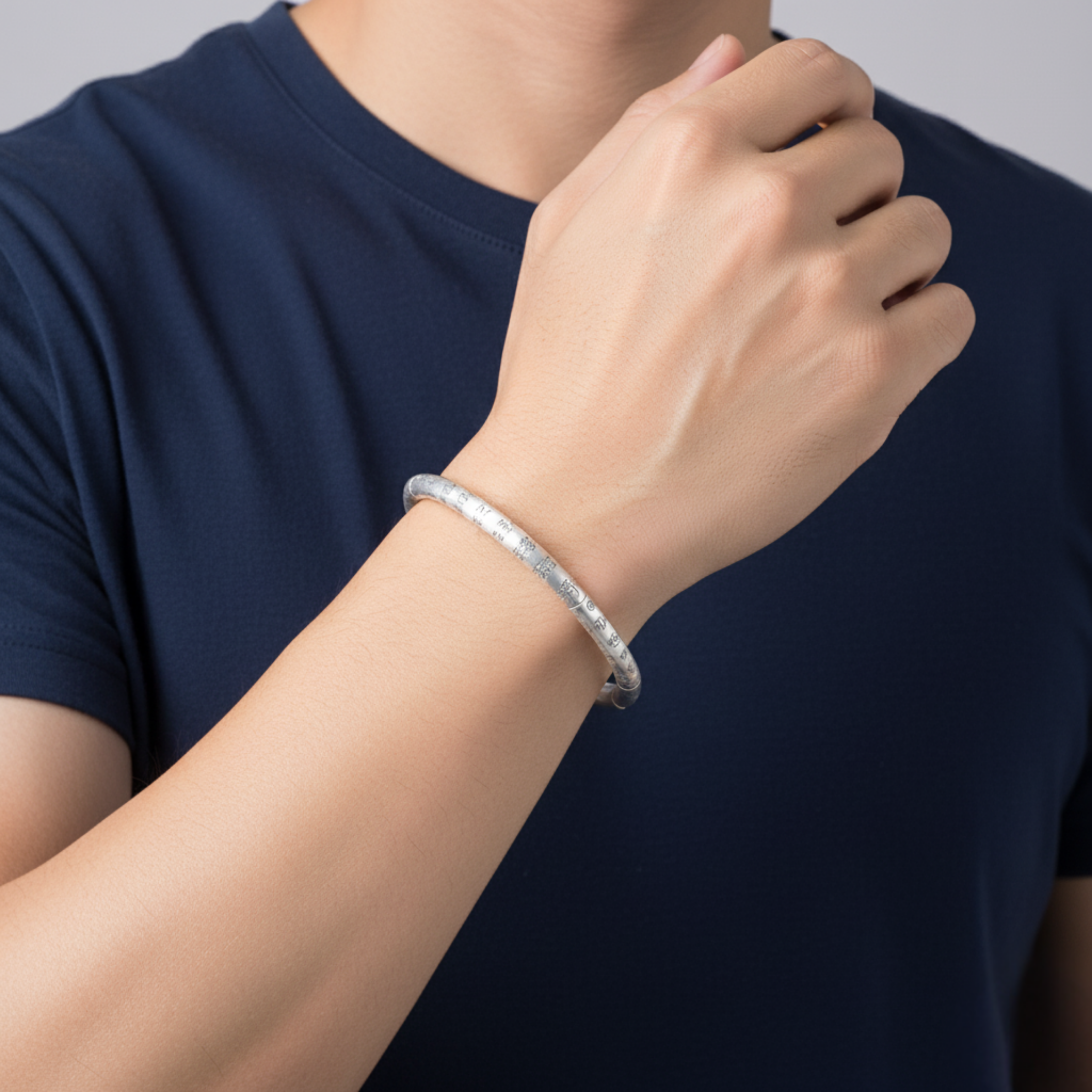 Tribal Matte 999 Silver Bracelet For Him