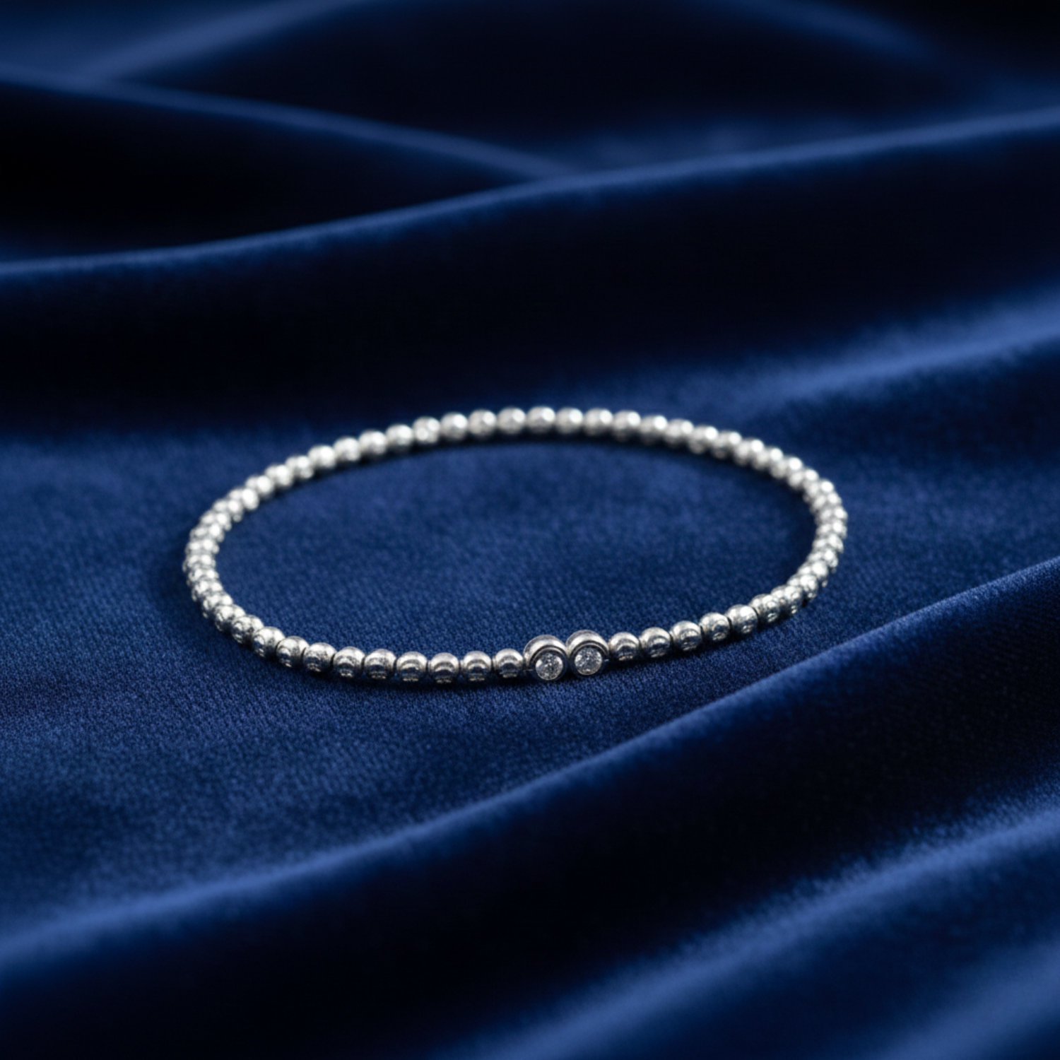 Silver Beaded Elastic Bracelet