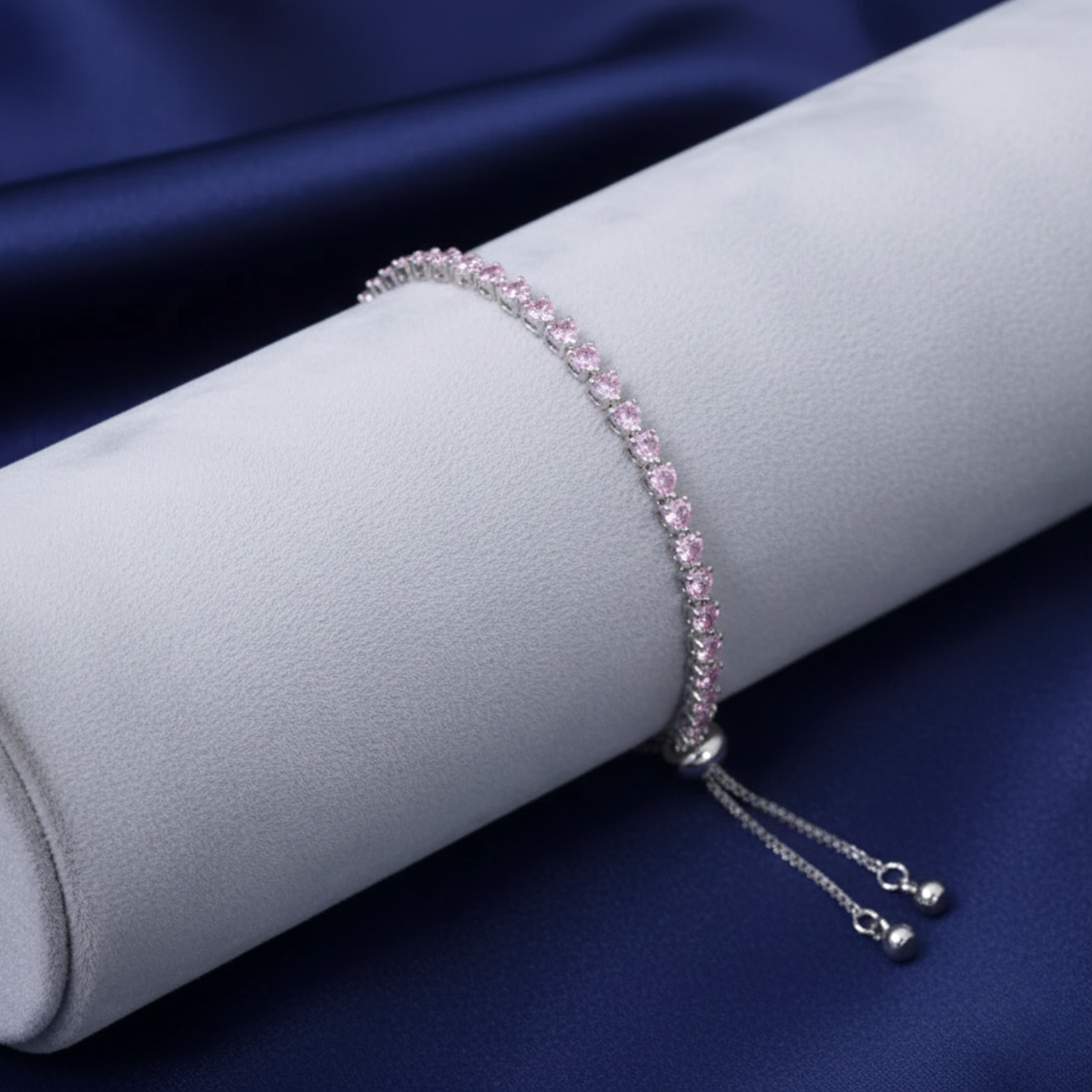 Pink Heart Tennis Bracelet