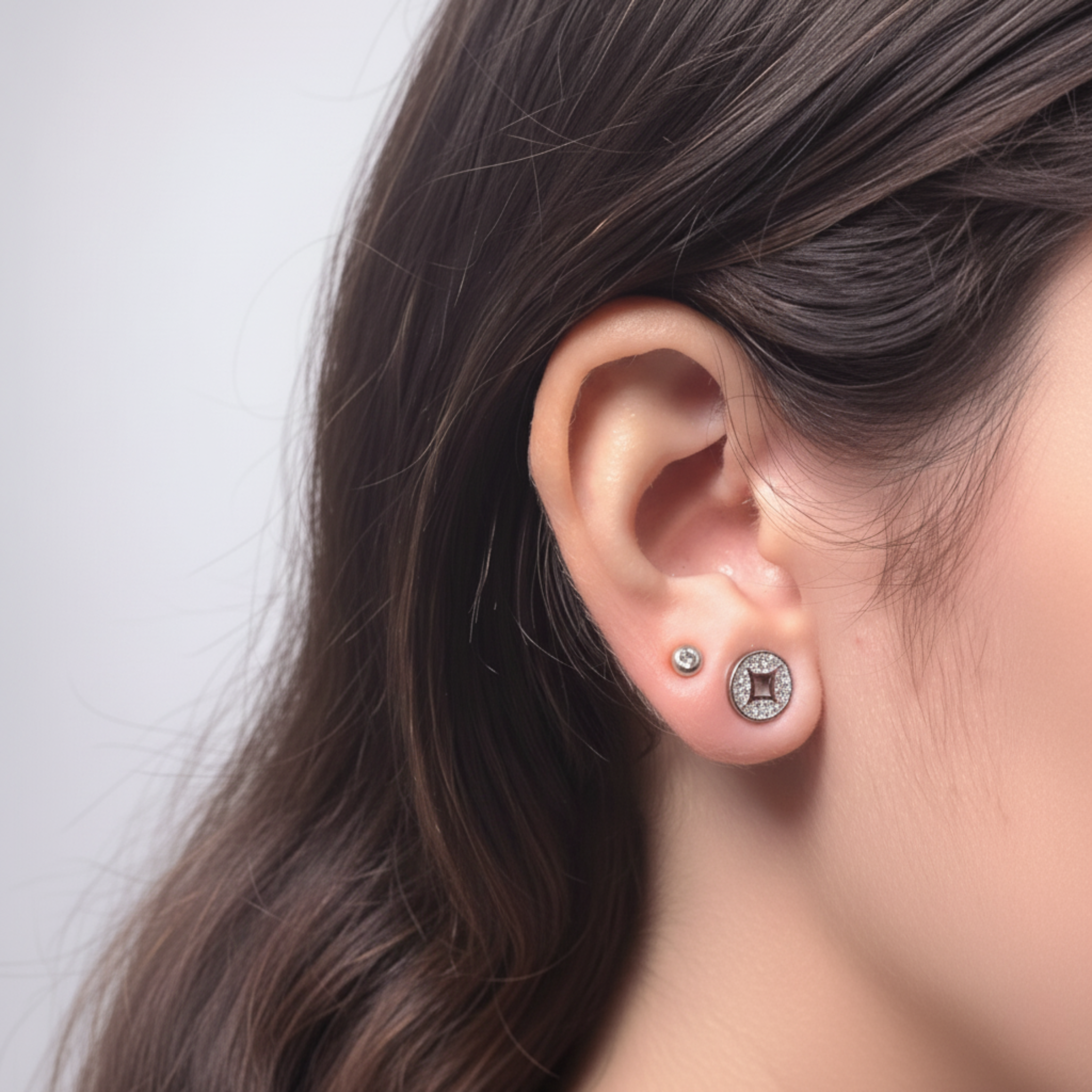 Silver Shine Open Stud Earrings