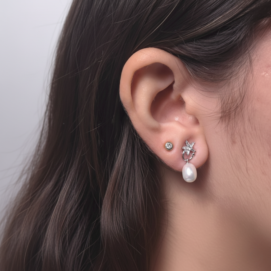 Silver Pearl Drop Earrings