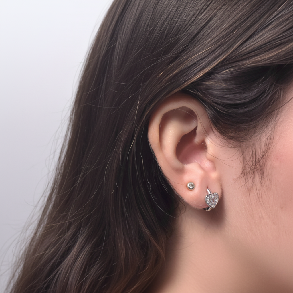 Silver Jolly Heart Stud Earrings