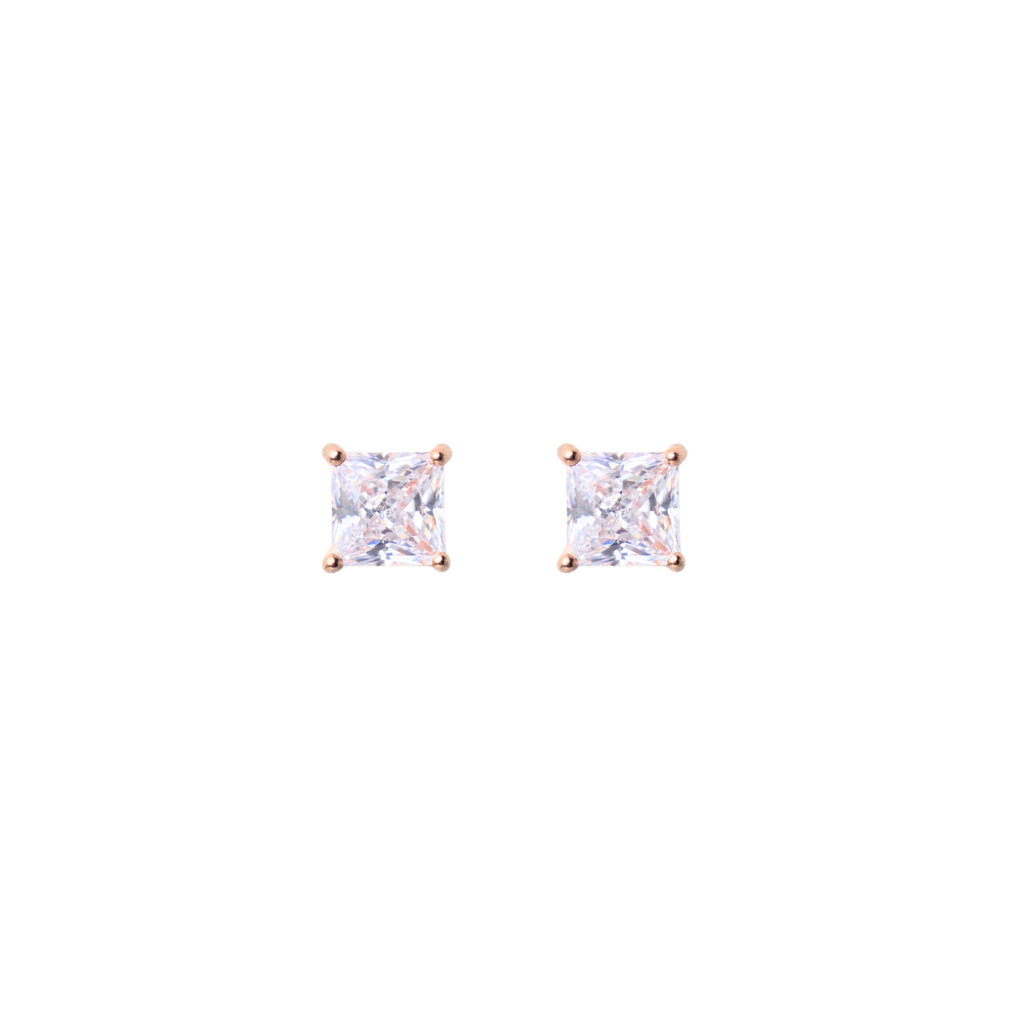 Rose Gold Princess Stud Earrings