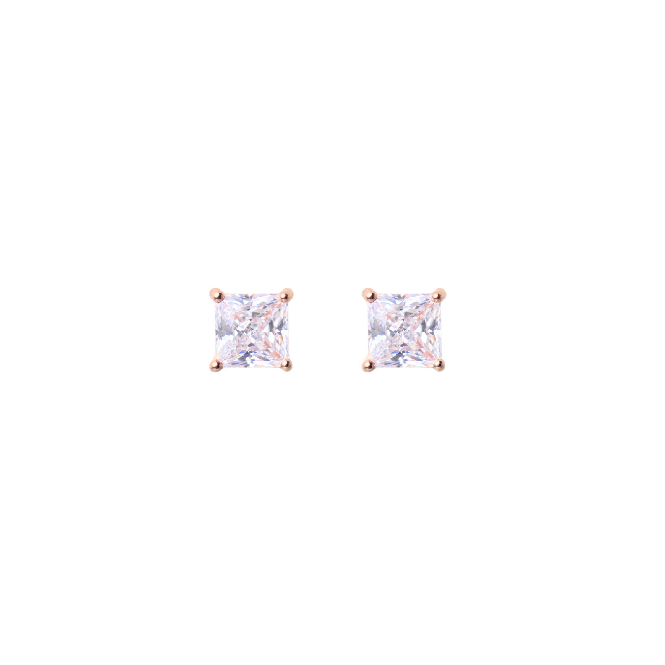 Rose Gold Princess Stud Earrings