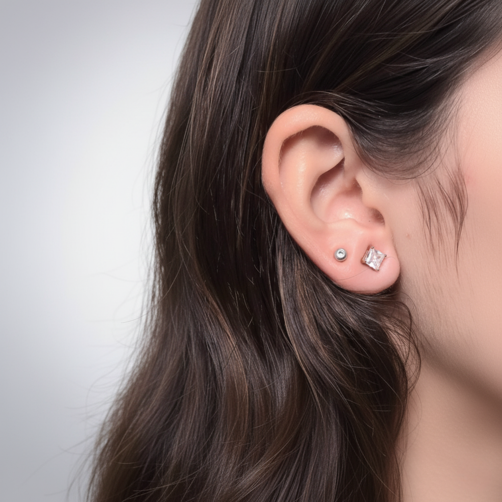 Rose Gold Princess Stud Earrings