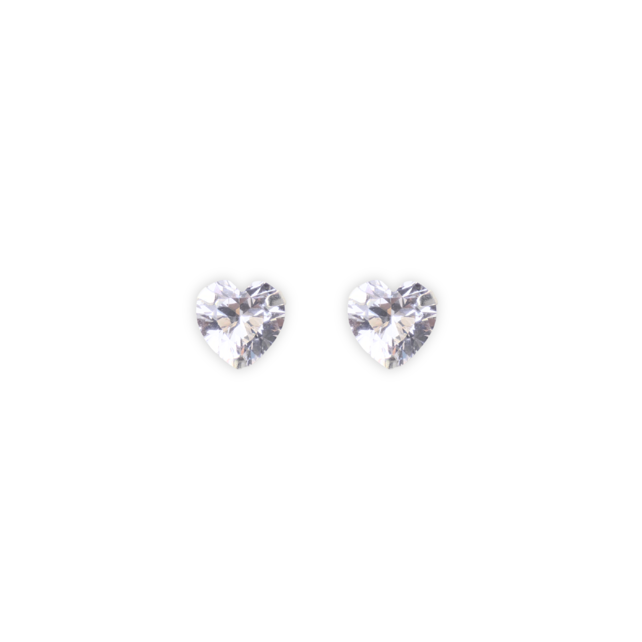 Silver Heart Solitaire Stud Earrings