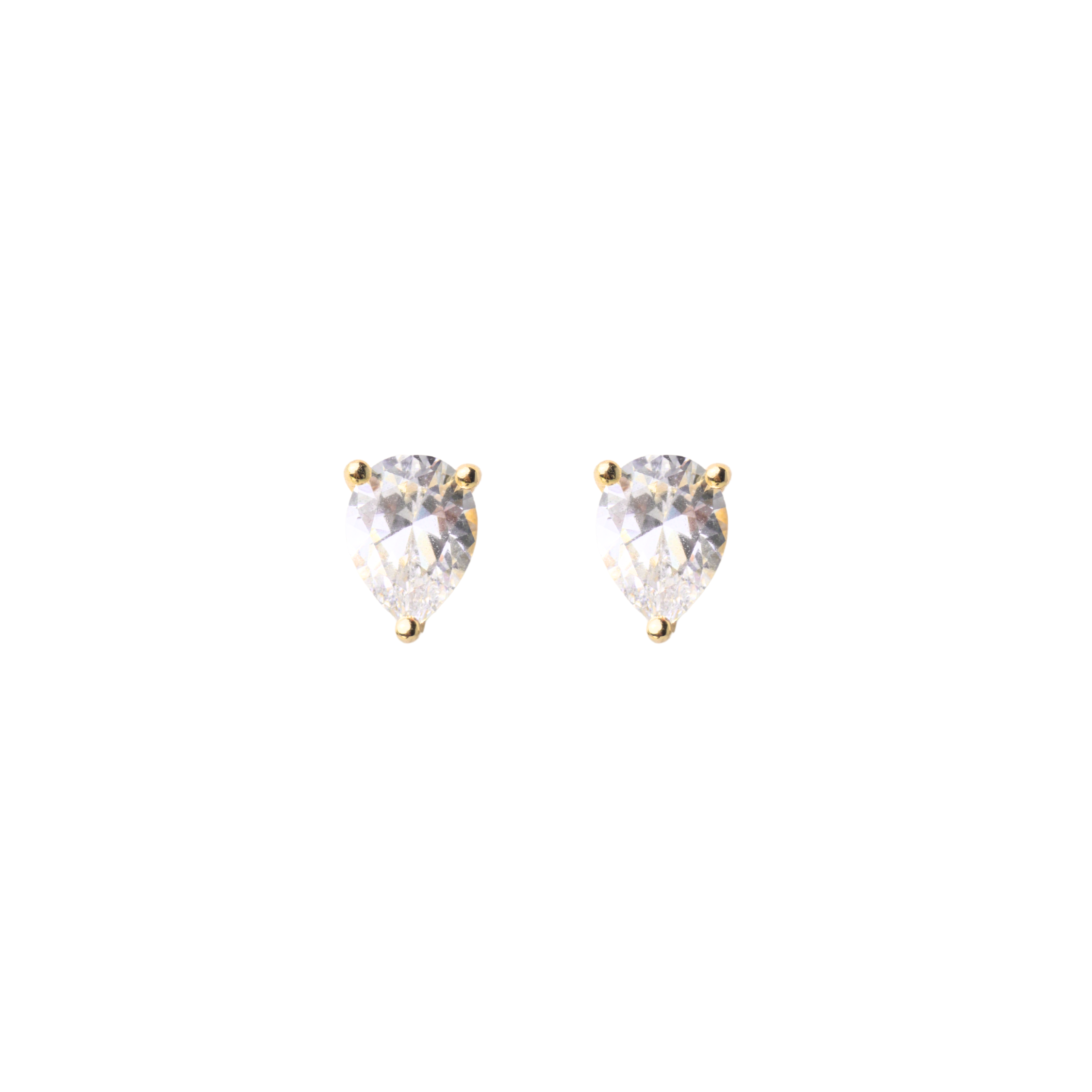 Golden Teardrop Solitaire Stud Earrings