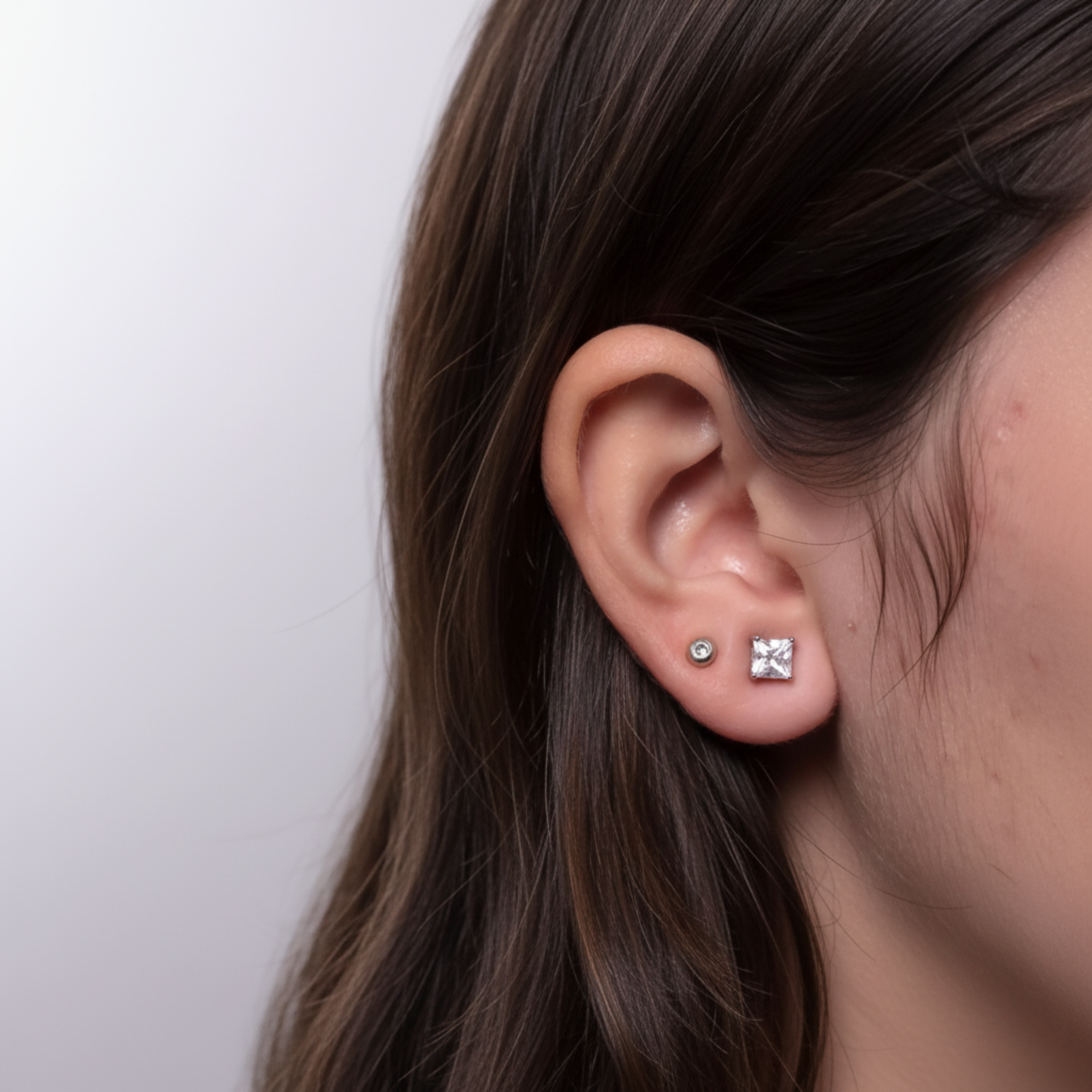 Silver Princess Stud Earrings