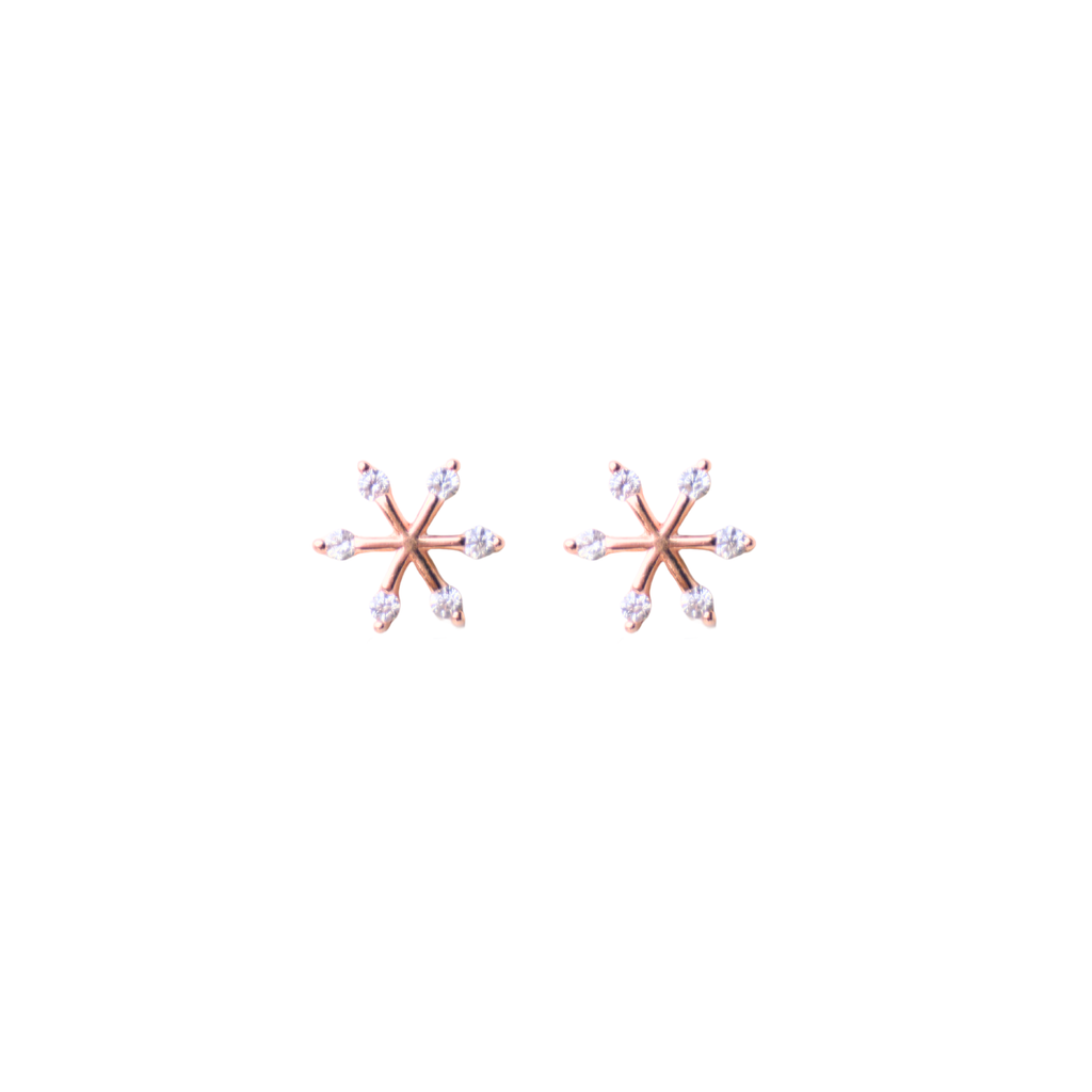 Rose Gold Snowflake Stud Earrings