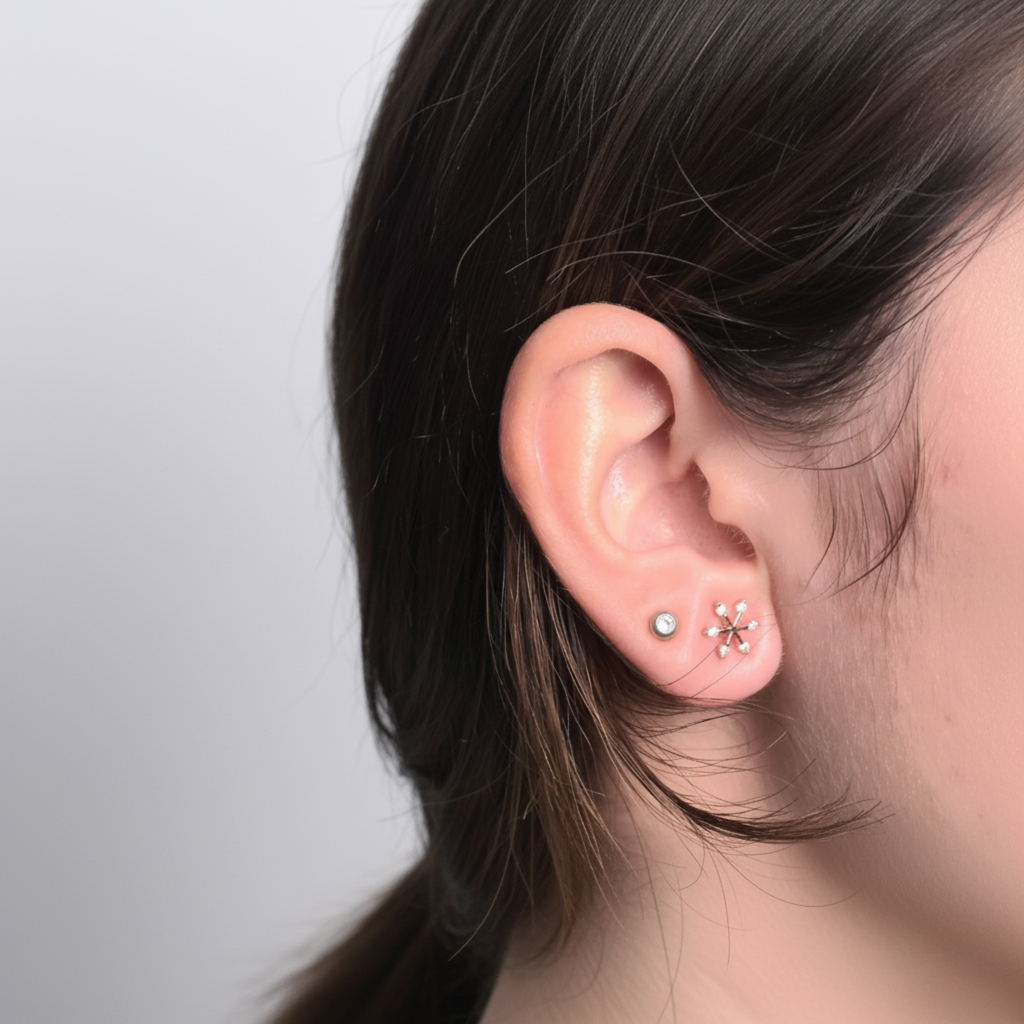 Rose Gold Snowflake Stud Earrings