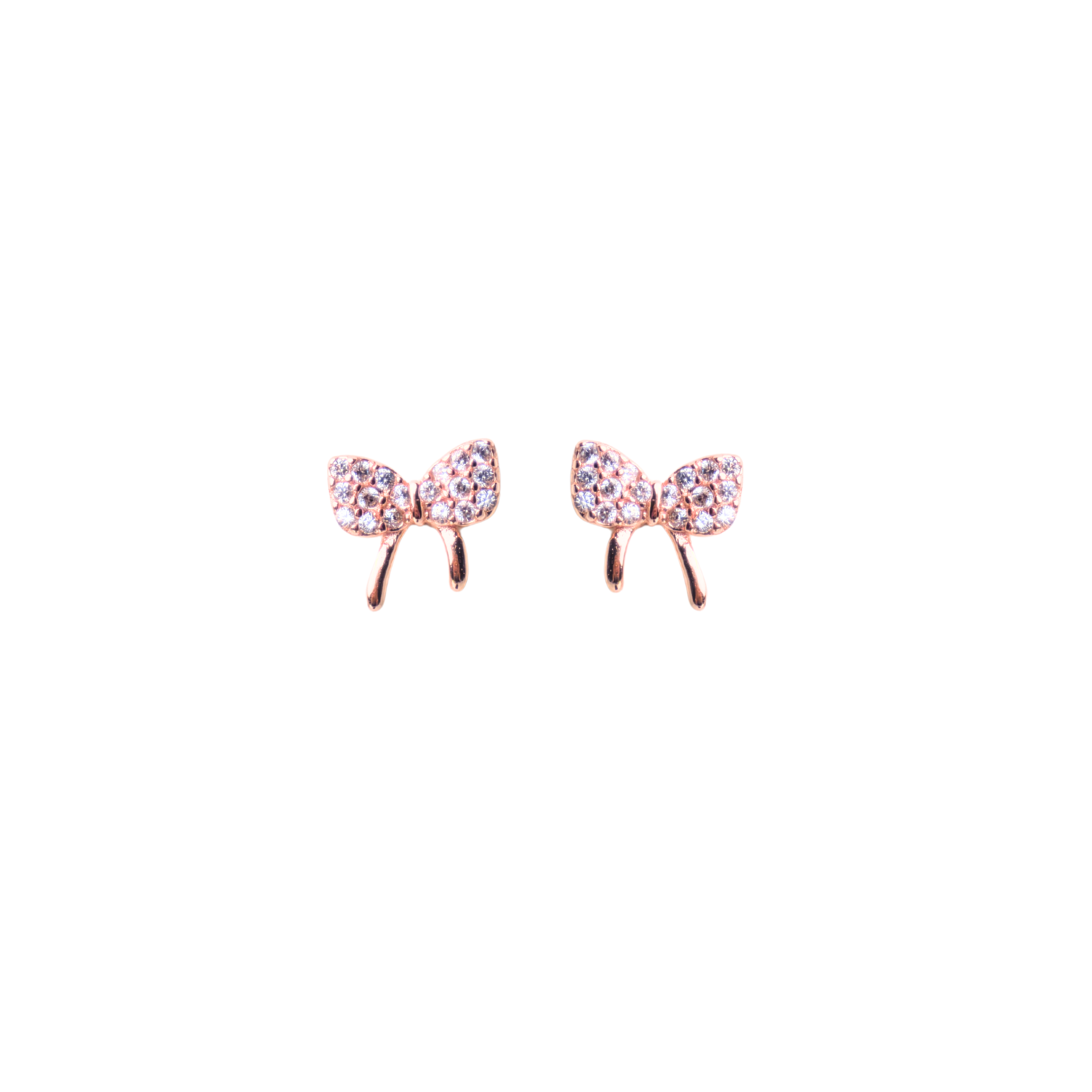 Rose Gold Sparkling Bow Stud Earrings