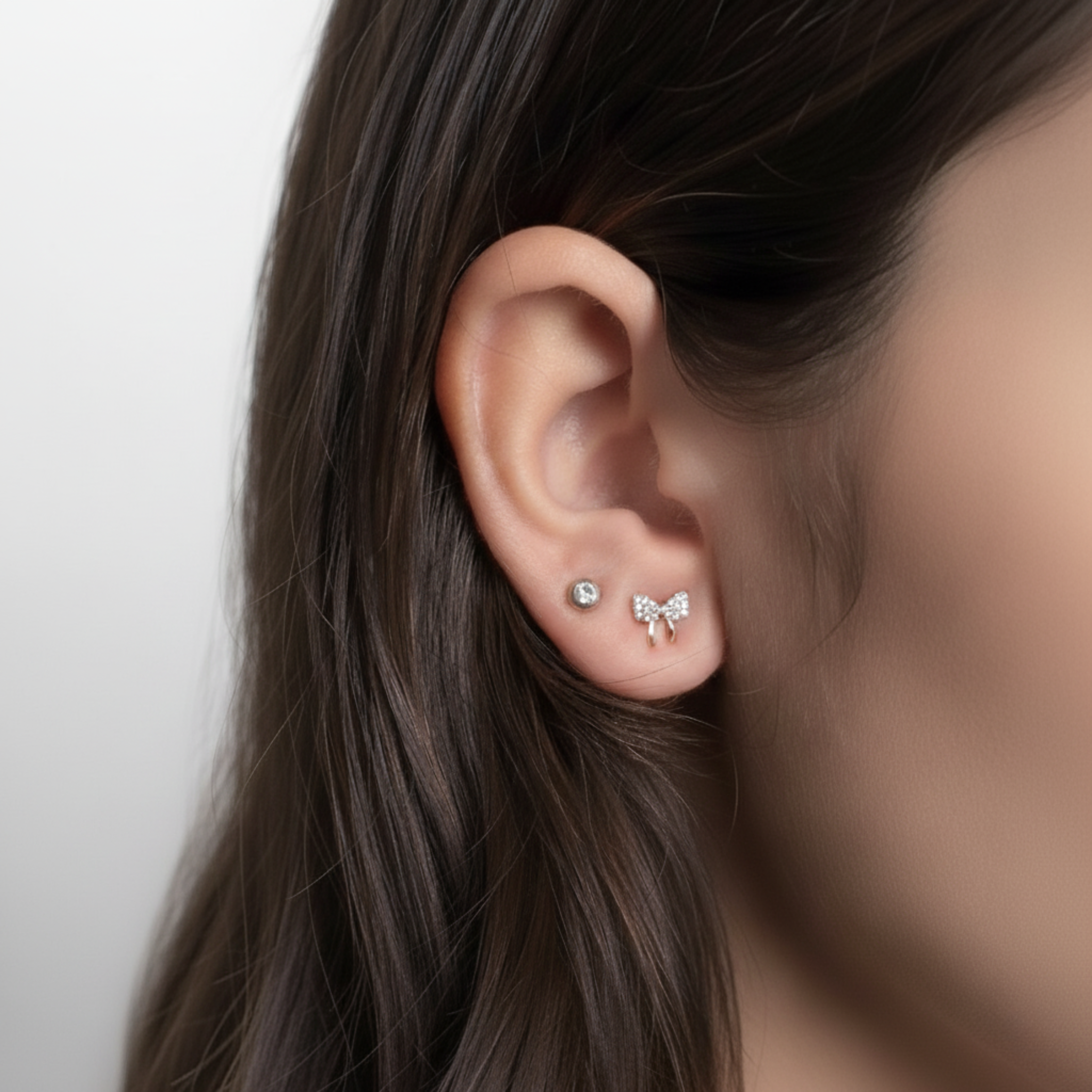 Rose Gold Sparkling Bow Stud Earrings