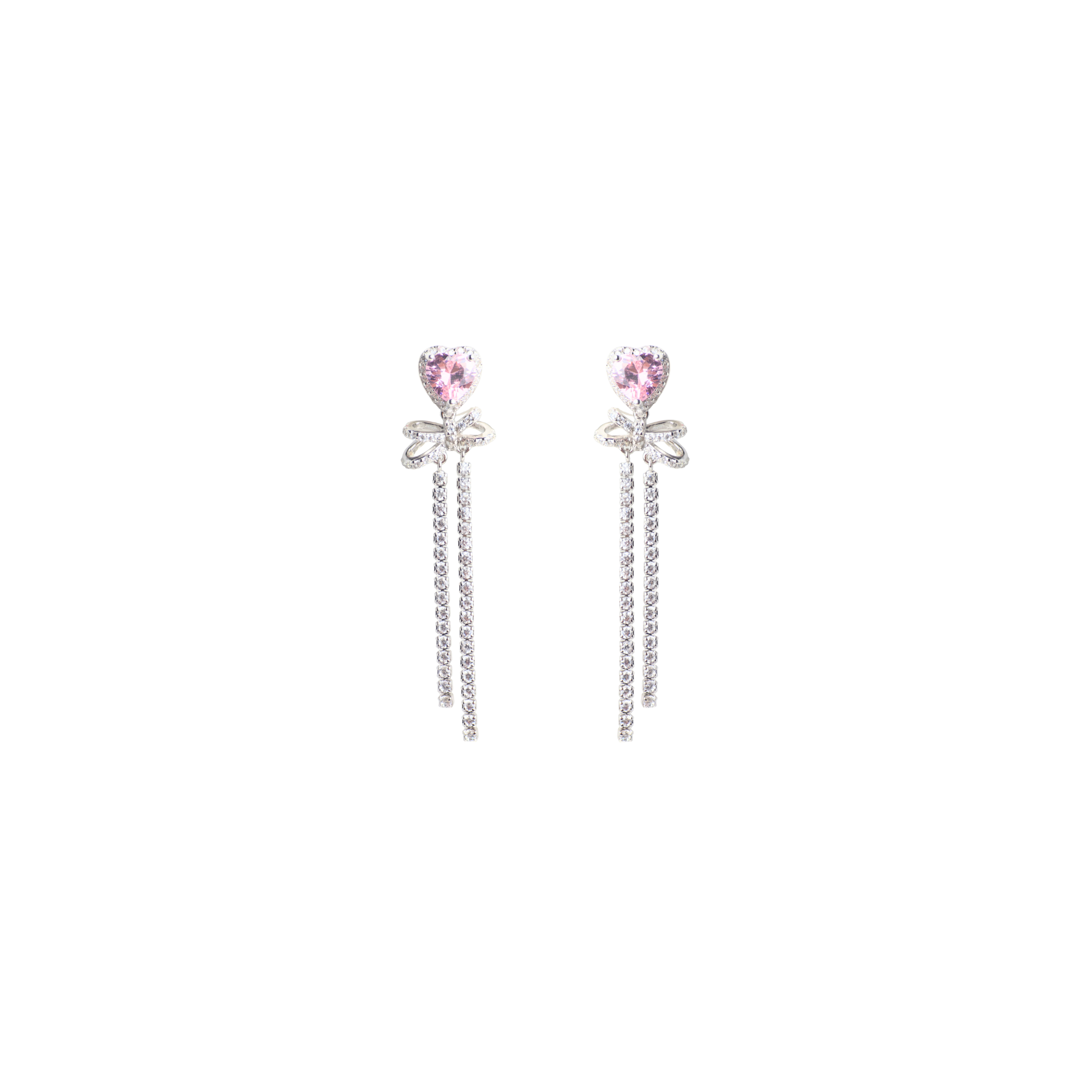 Pink Heart Dangler Earrings