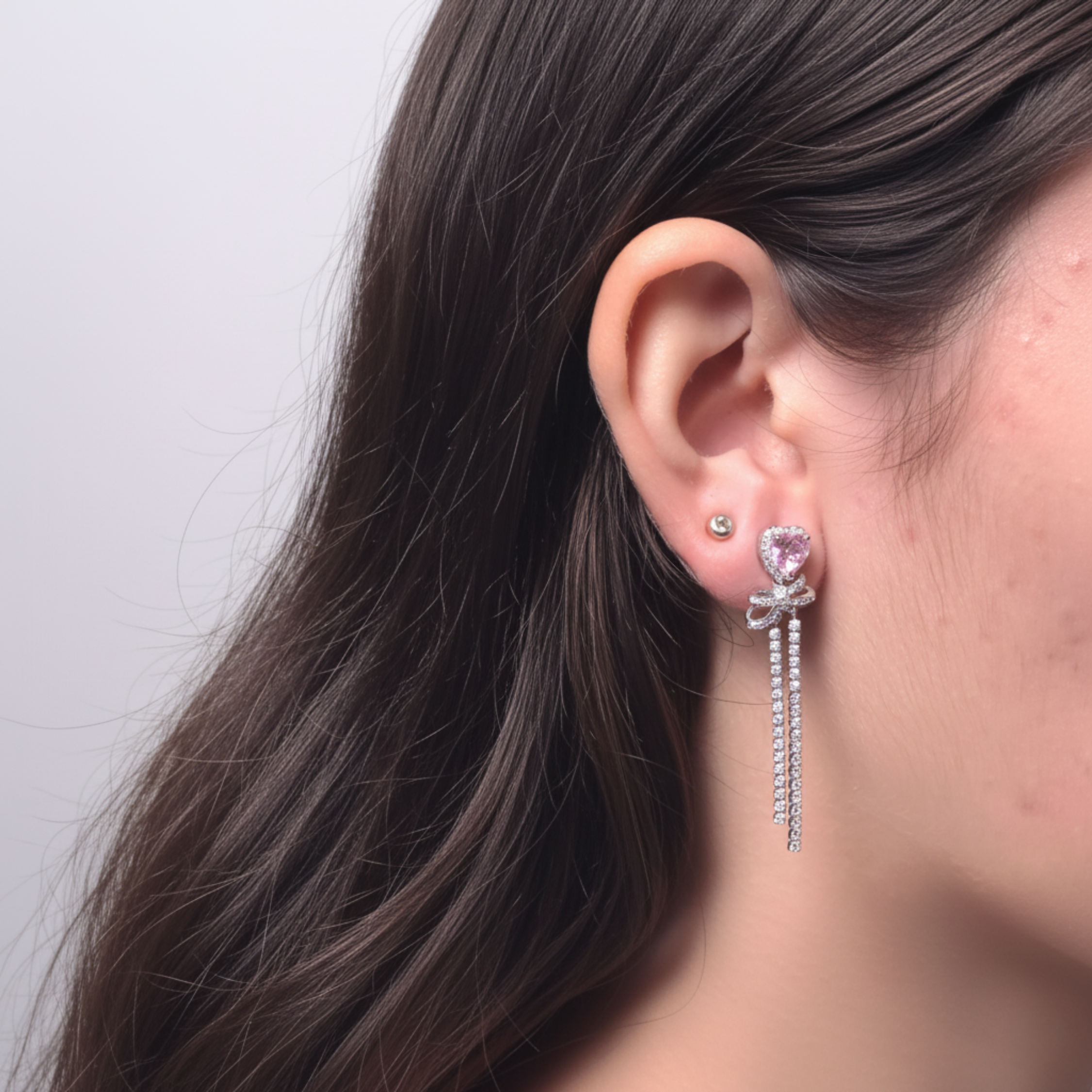 Pink Heart Dangler Earrings