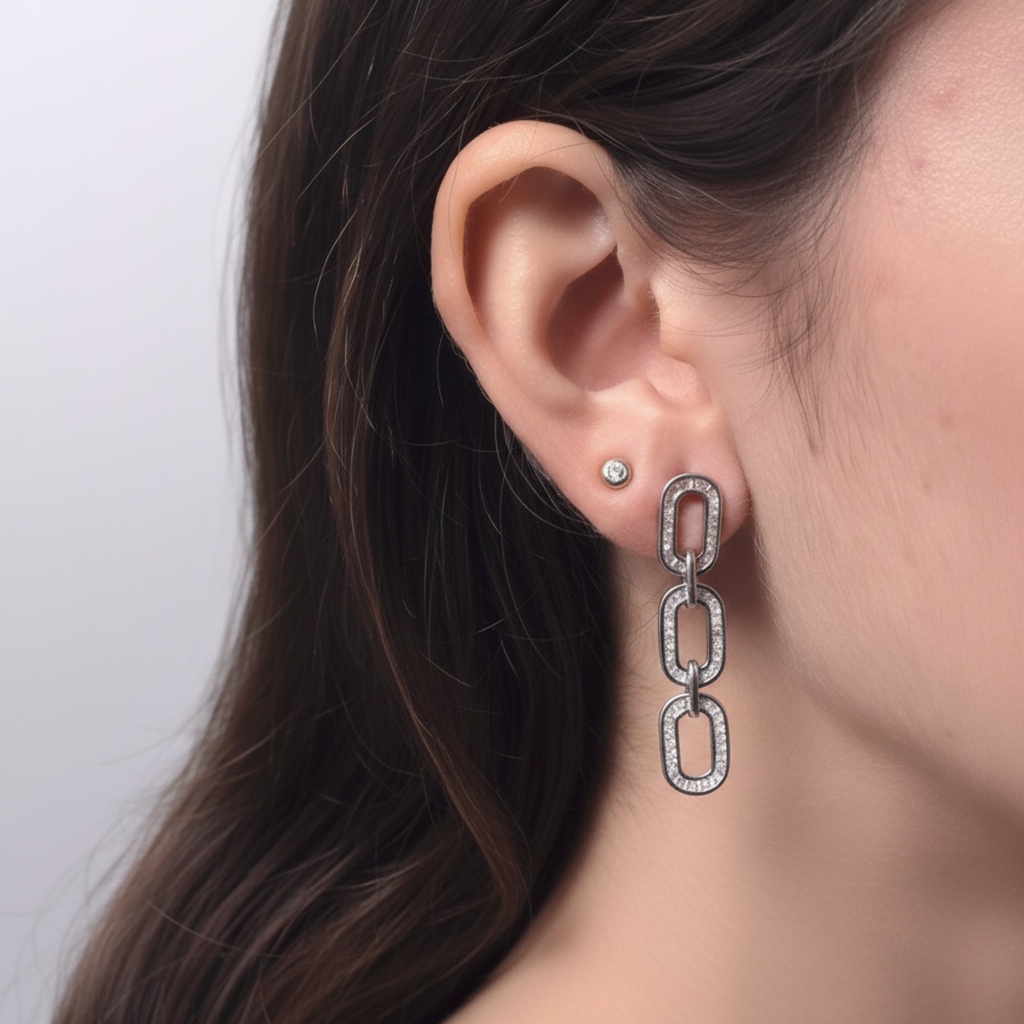 Silver Link Drop Earrings