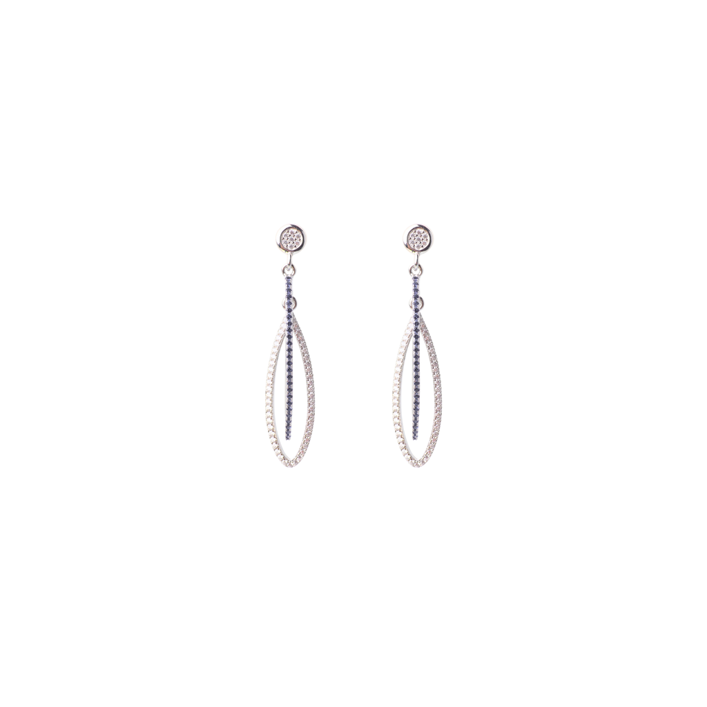 Silver Blue Line Drop Earrings