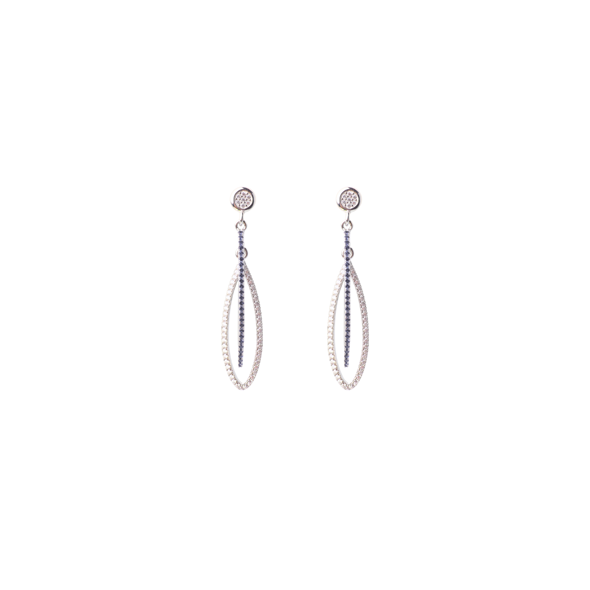 Silver Blue Line Drop Earrings