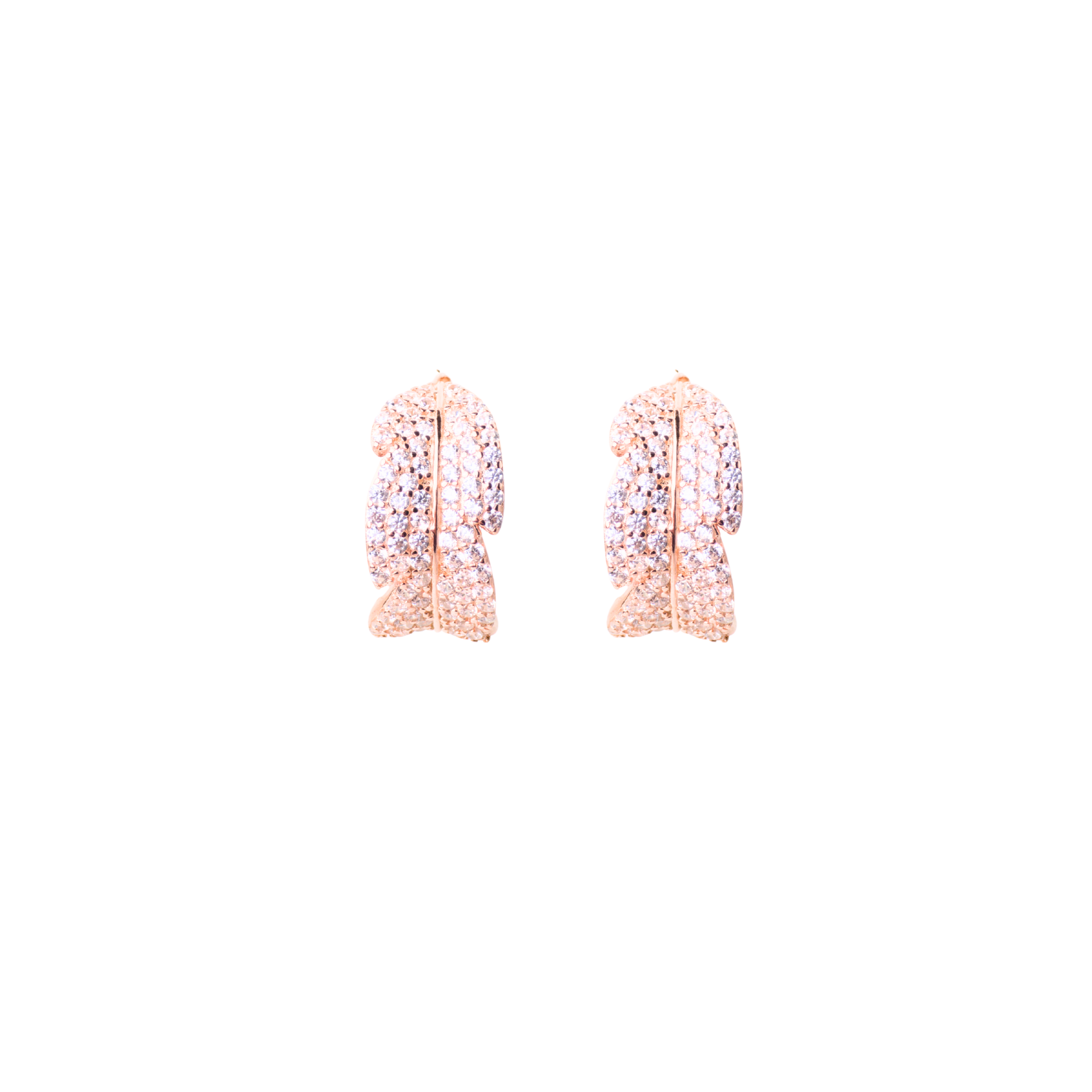 Rose Gold Pave Hoop Earrings