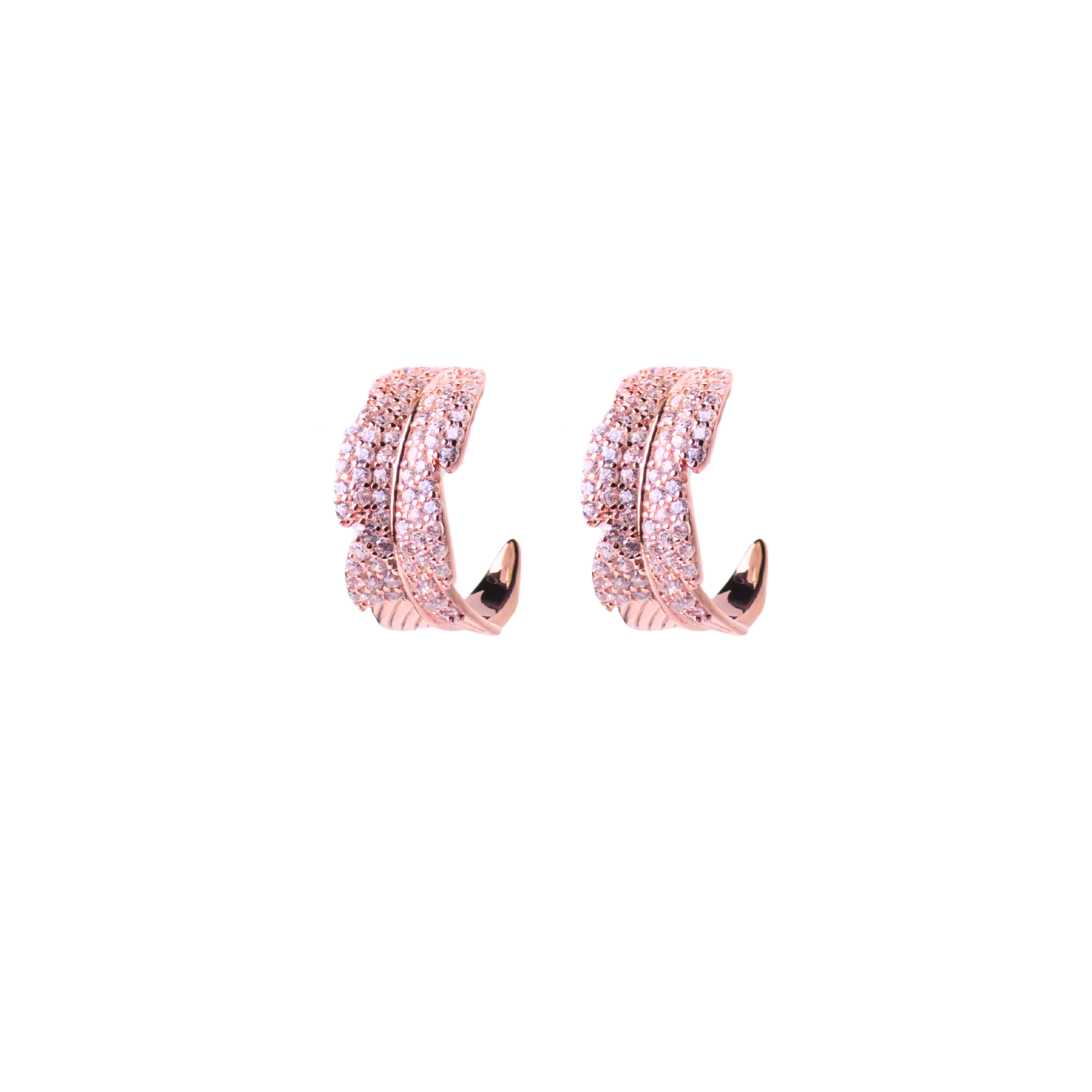 Rose Gold Pave Hoop Earrings