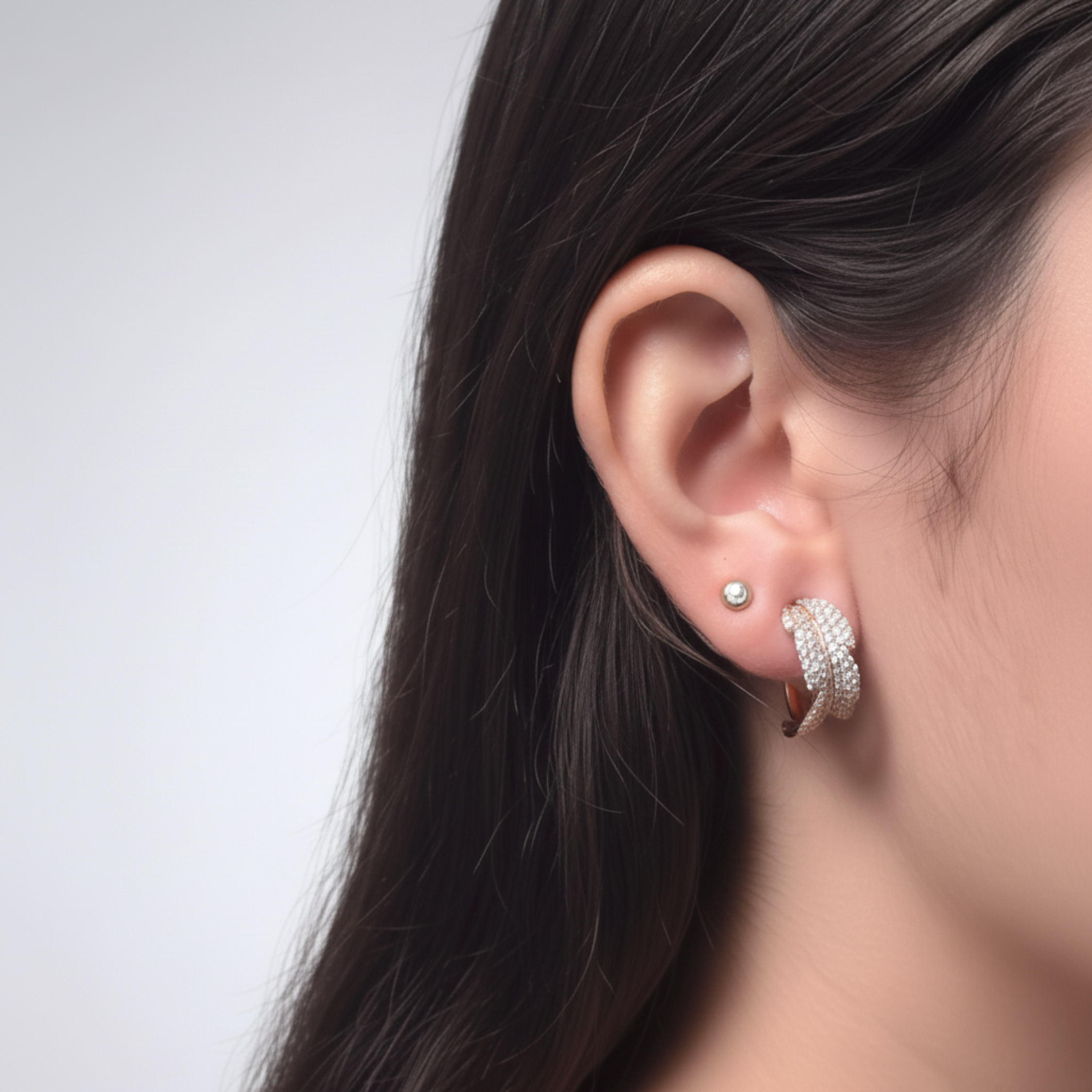 Rose Gold Pave Hoop Earrings