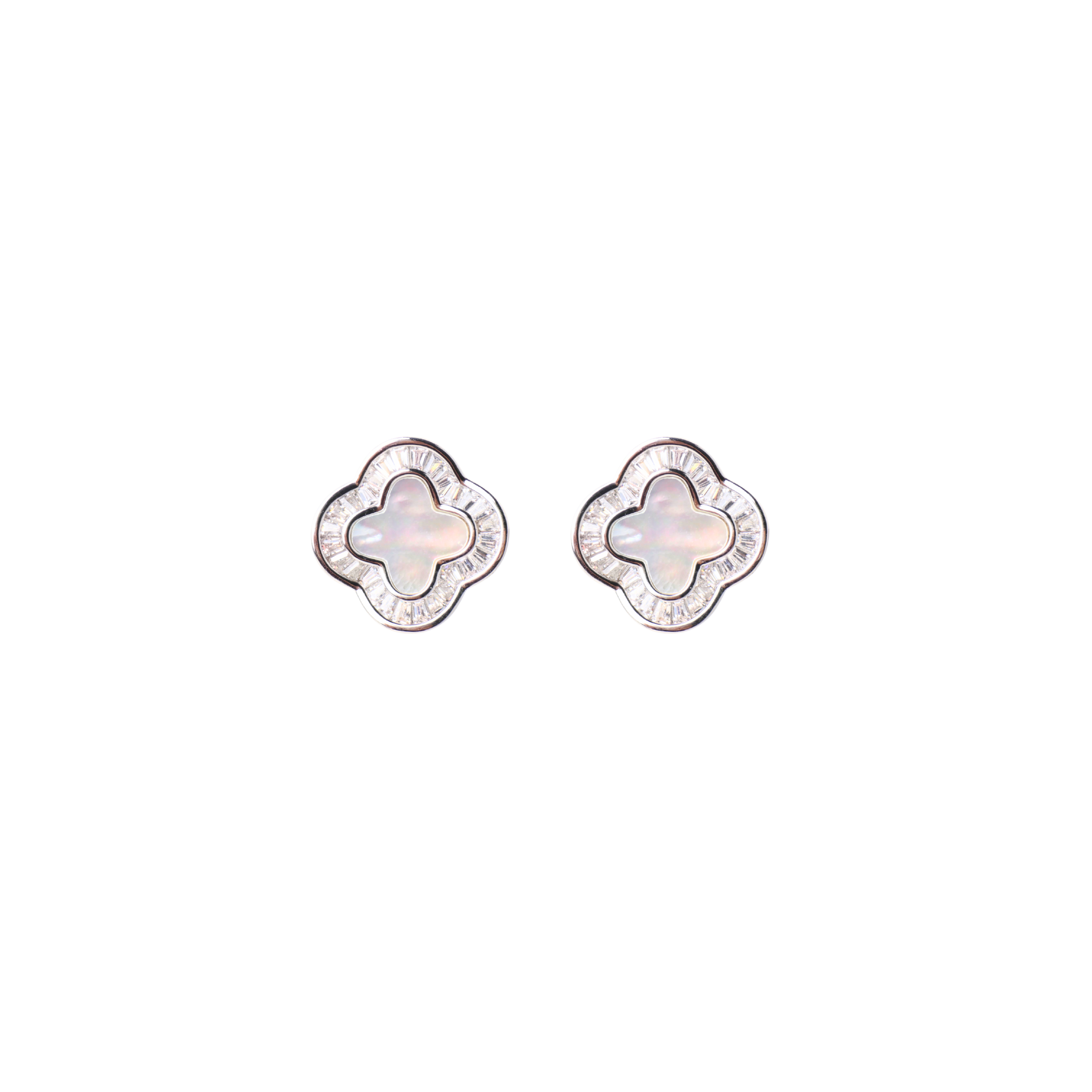 Silver Clover Stud Earrings