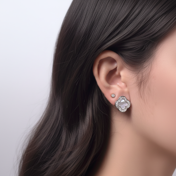 Silver Clover Stud Earrings