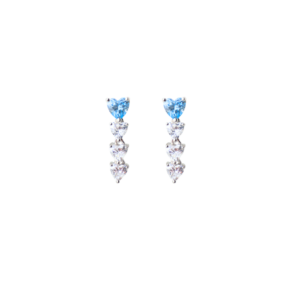 Blue Heart Drop Earrings