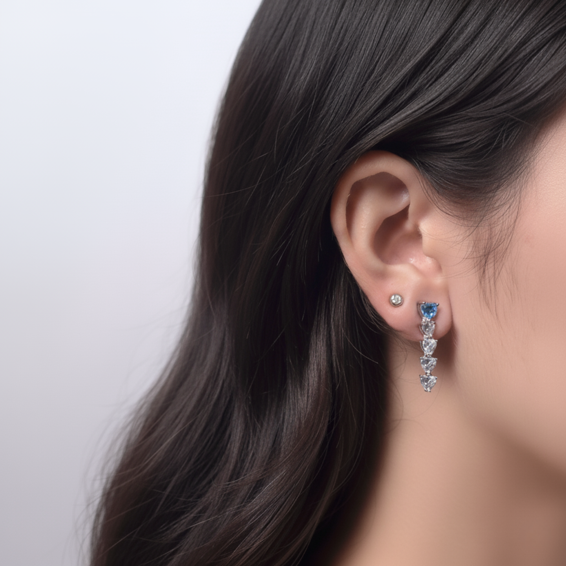 Blue Heart Drop Earrings