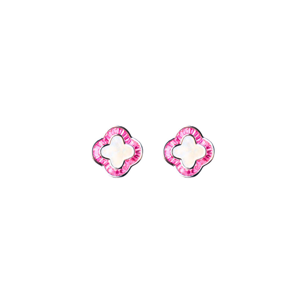 Pink Clover Stud Earrings