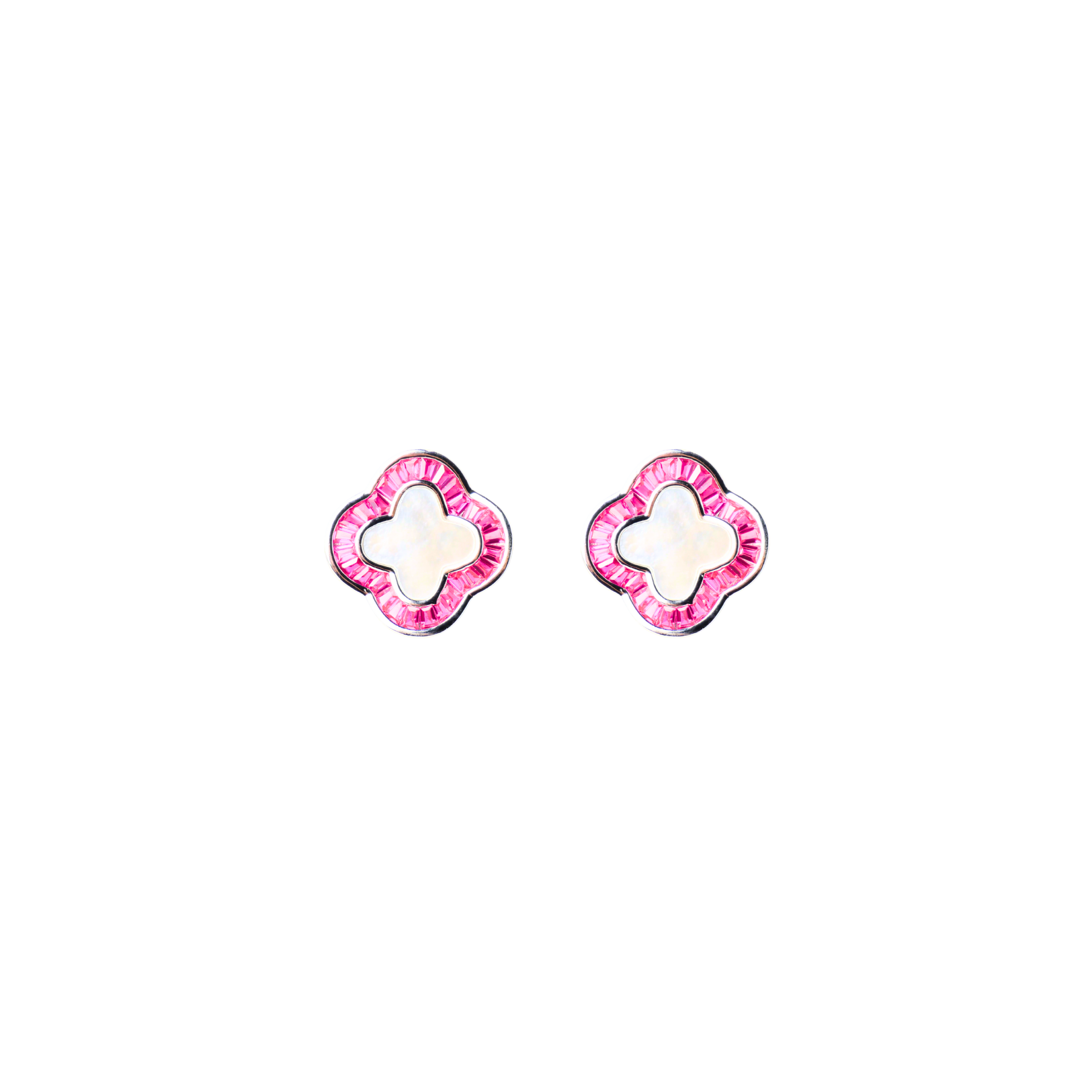 Pink Clover Stud Earrings