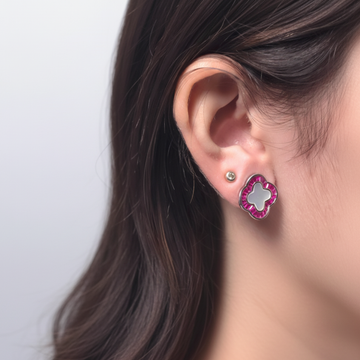 Pink Clover Stud Earrings