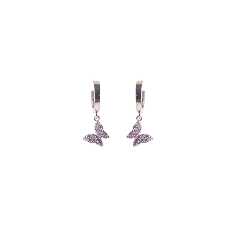 Silver Butterfly Flutter Earrings