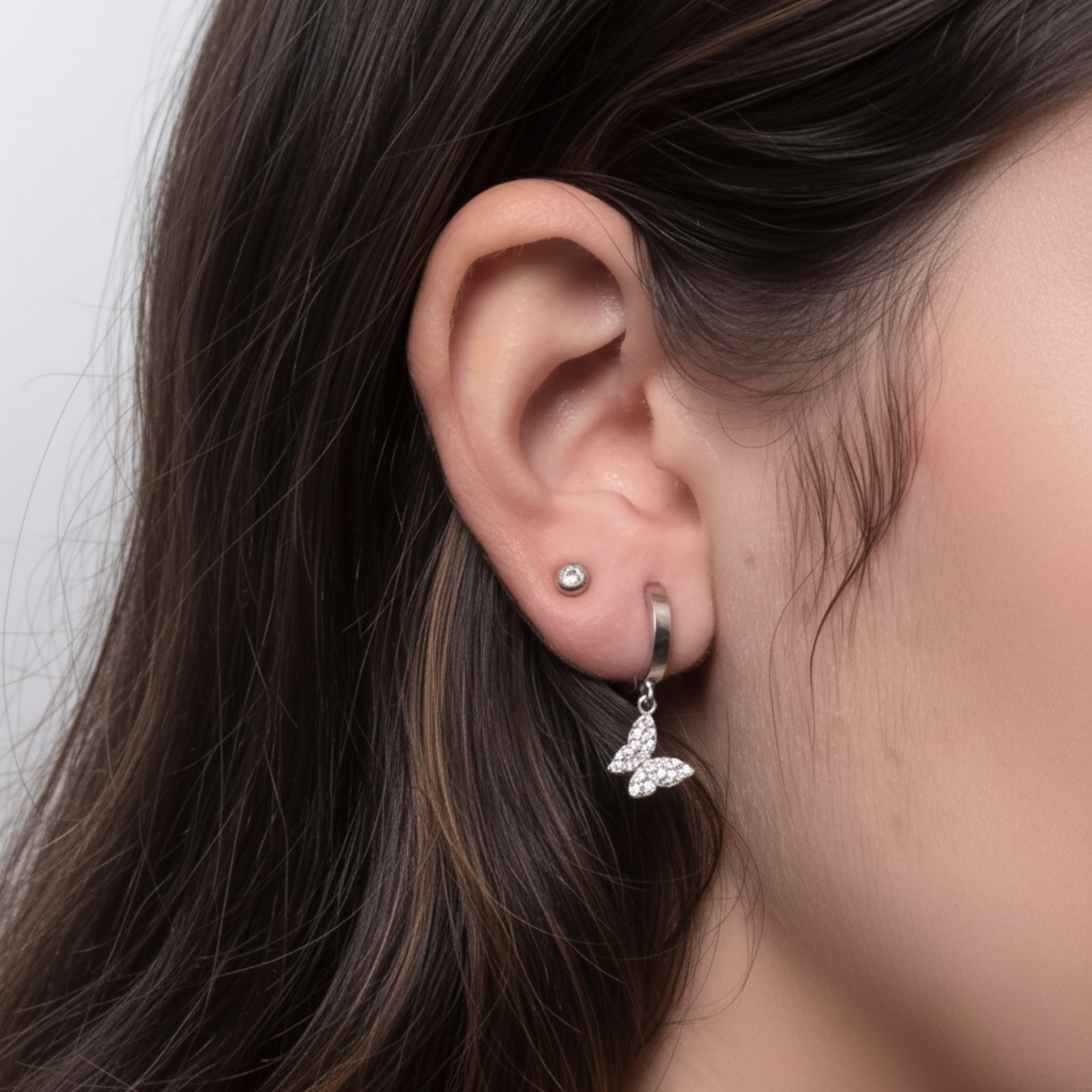 Silver Butterfly Flutter Earrings