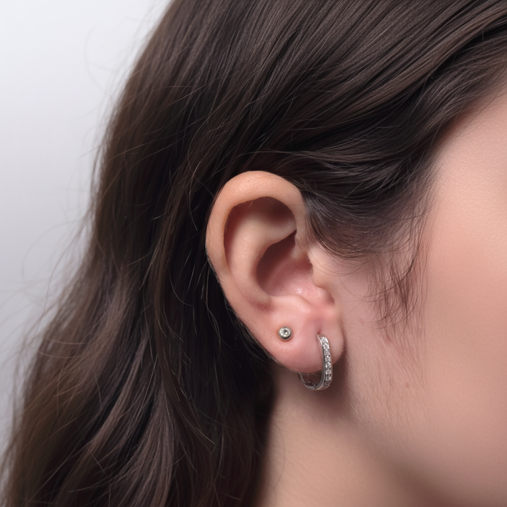 Studded Silver Glam Earrings