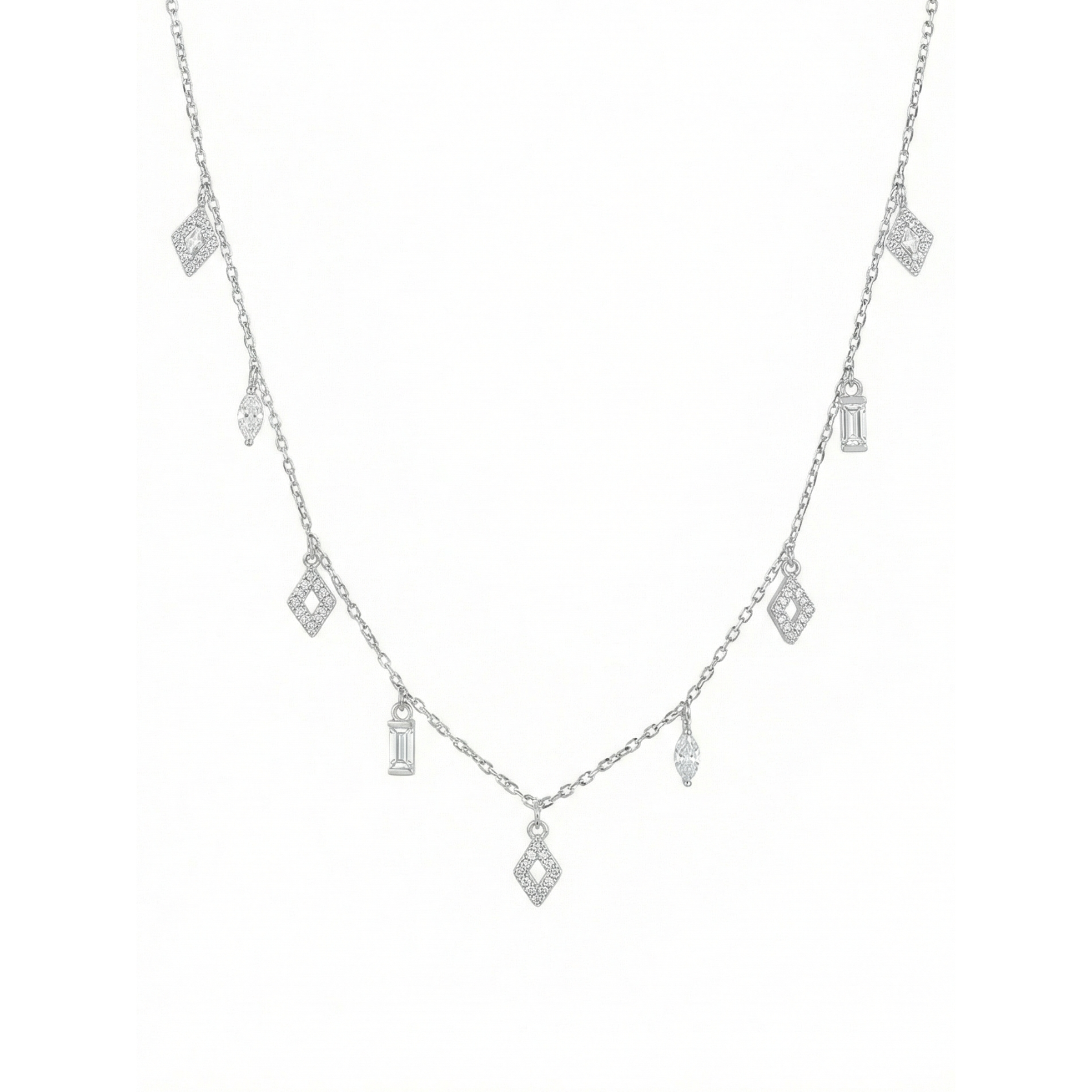 Silver Prism Charm Necklace