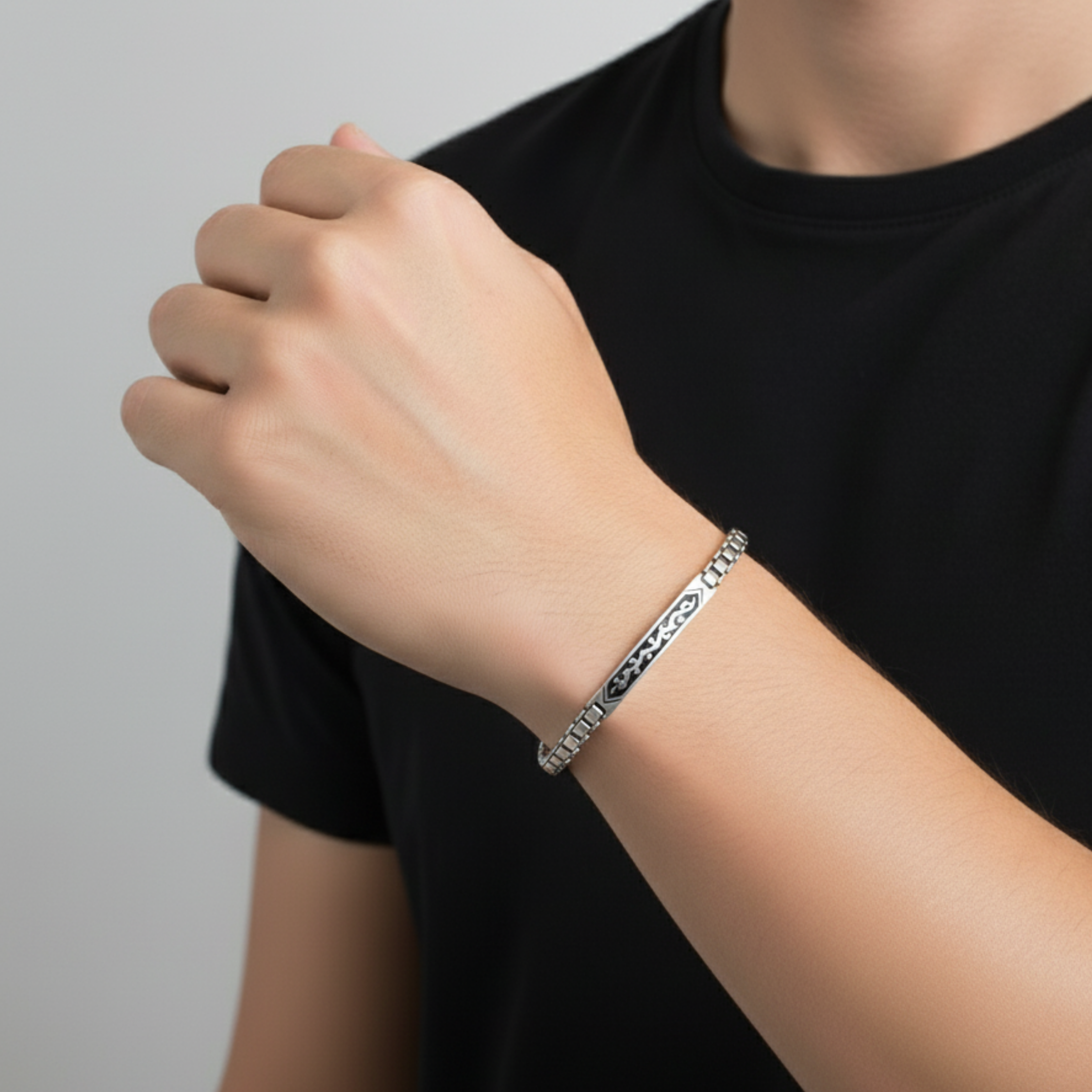 Alpha Silver Bracelet For Him