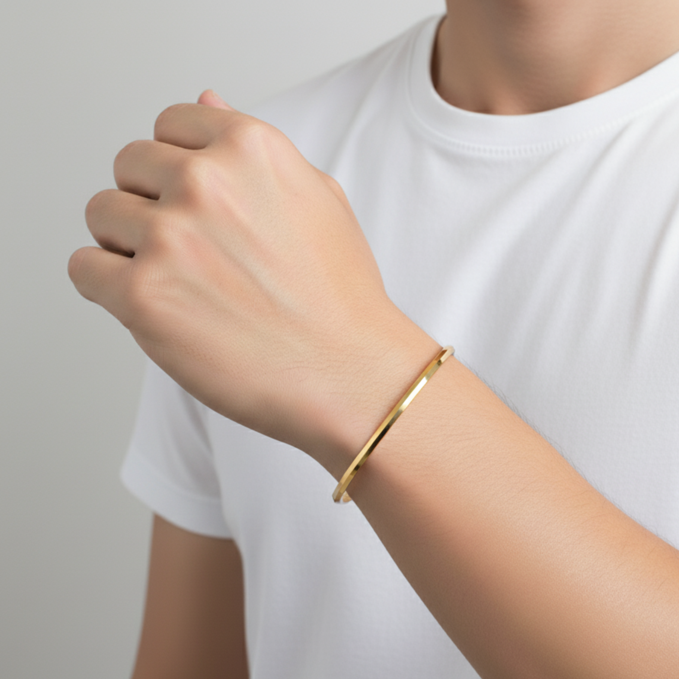 Minimal Golden Punjabi Kada Bracelet For Him