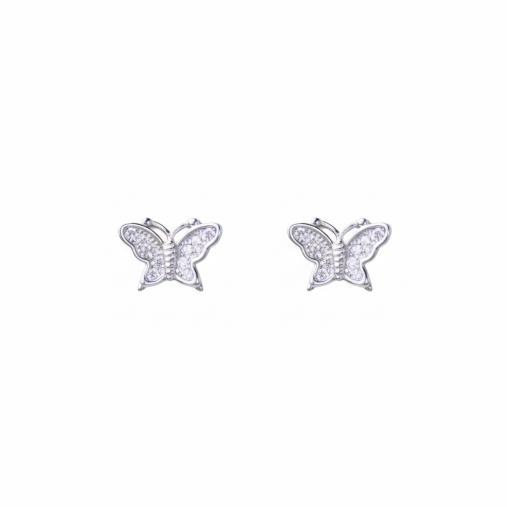 Silver Mini Butterfly Stud Earrings