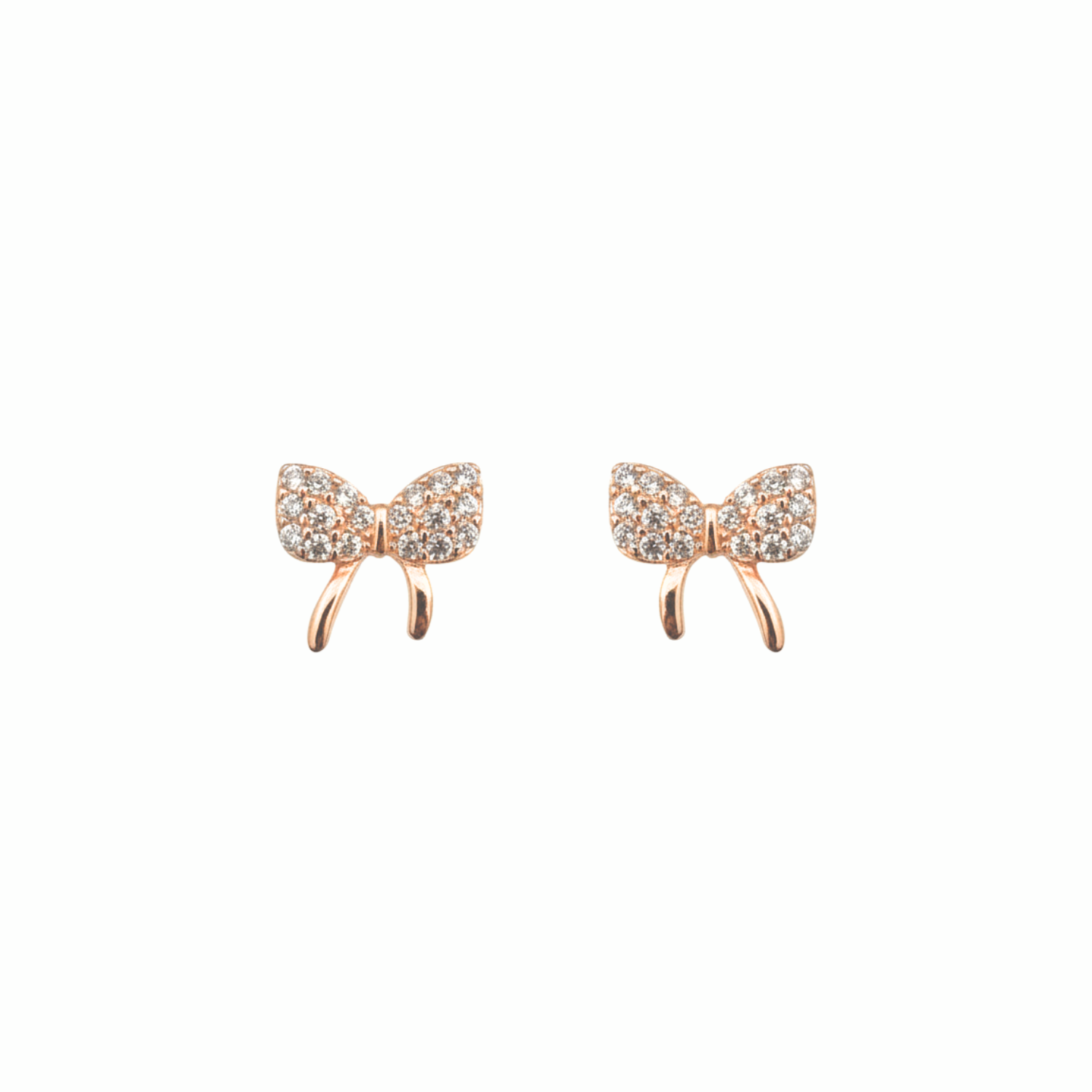 Rose Gold Sparkling Bow Stud Earrings