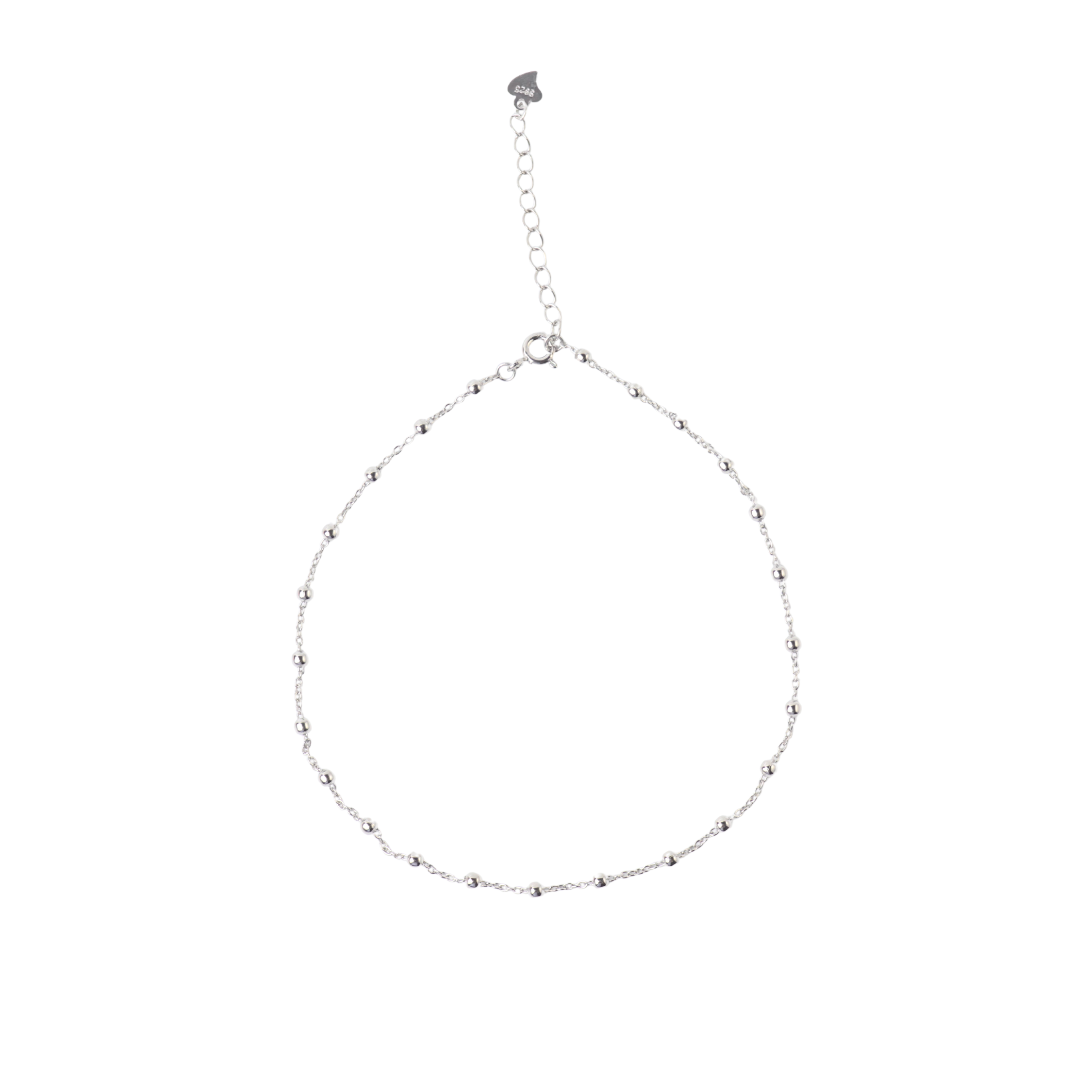 Minimal Silver Beads Anklet