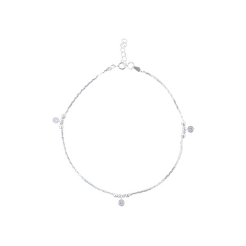 Silver Shiny Stone Anklet