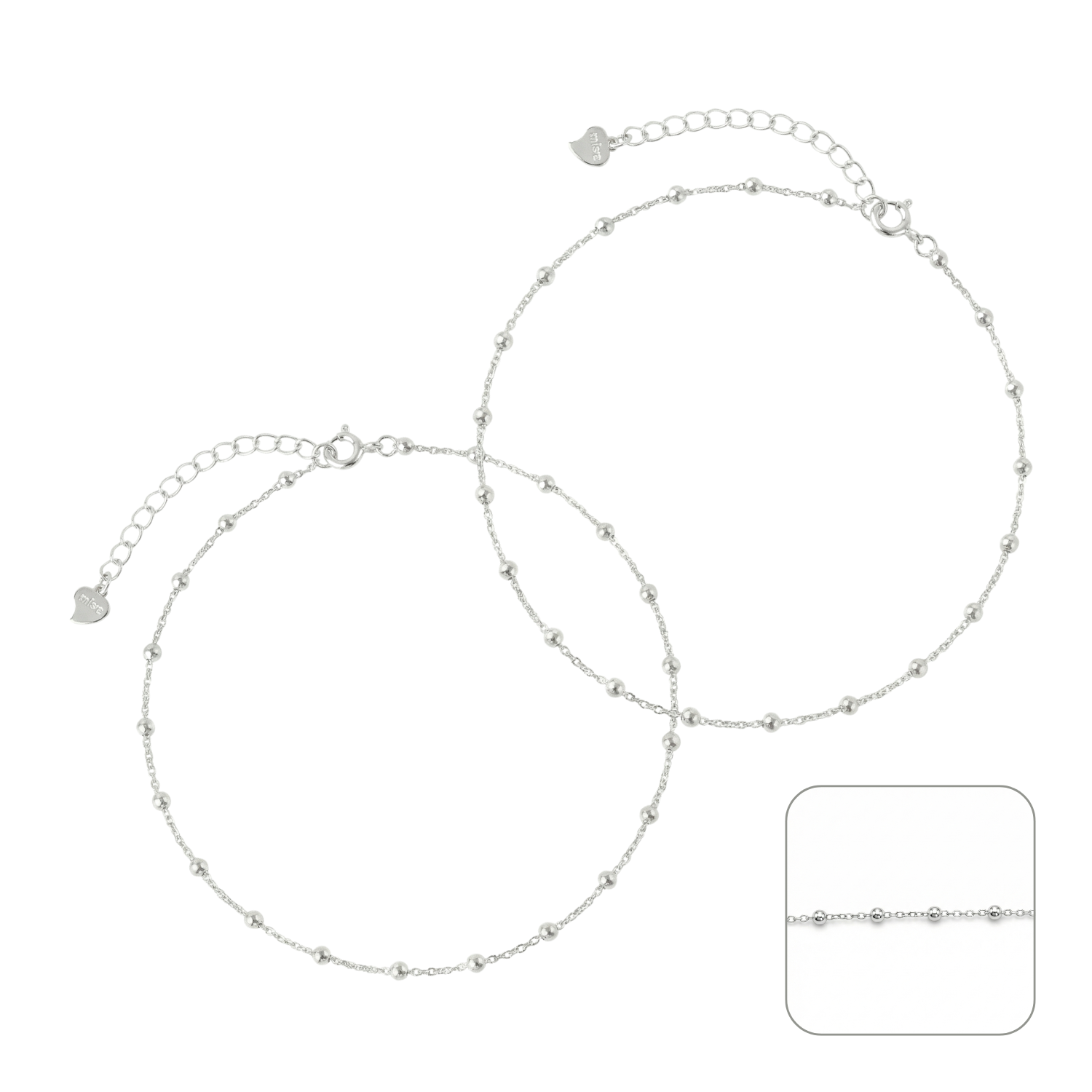 Minimal Silver Beads Anklet