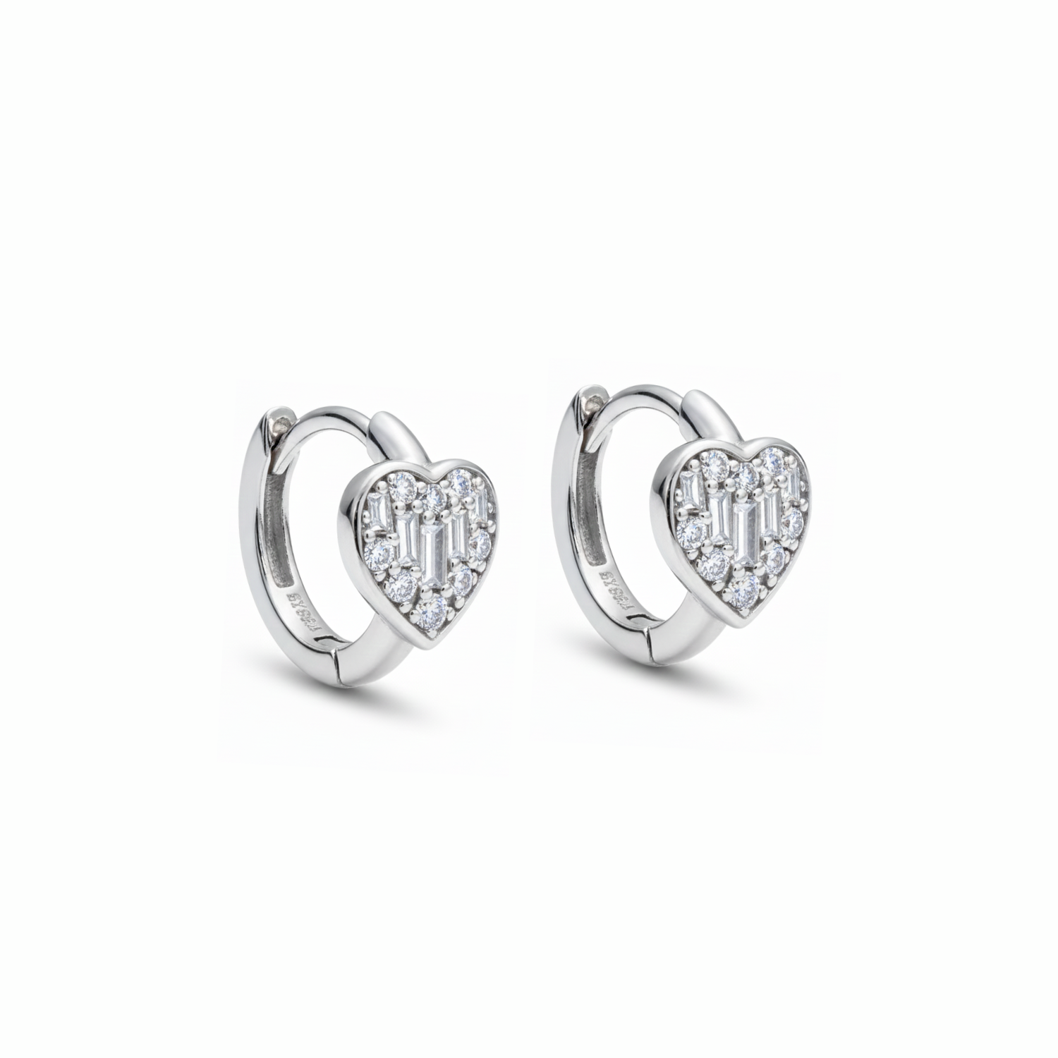 Silver Jolly Heart Stud Earrings