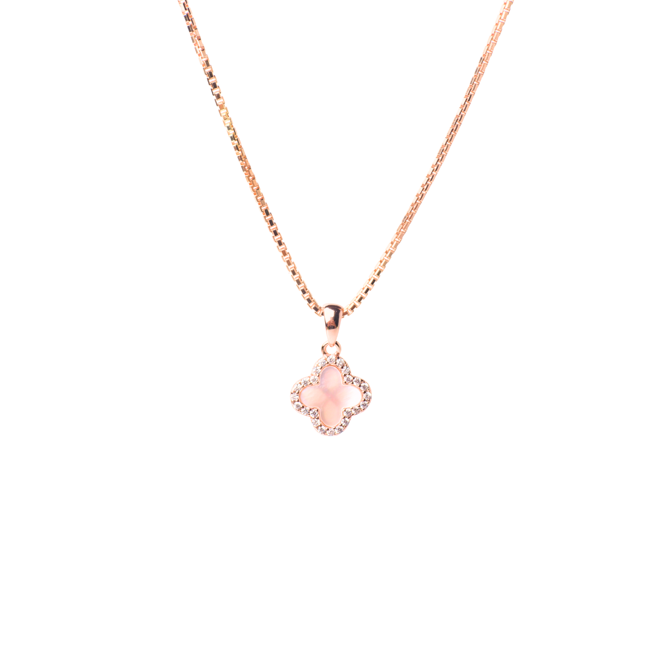 Rose Gold Clover Pendant Set