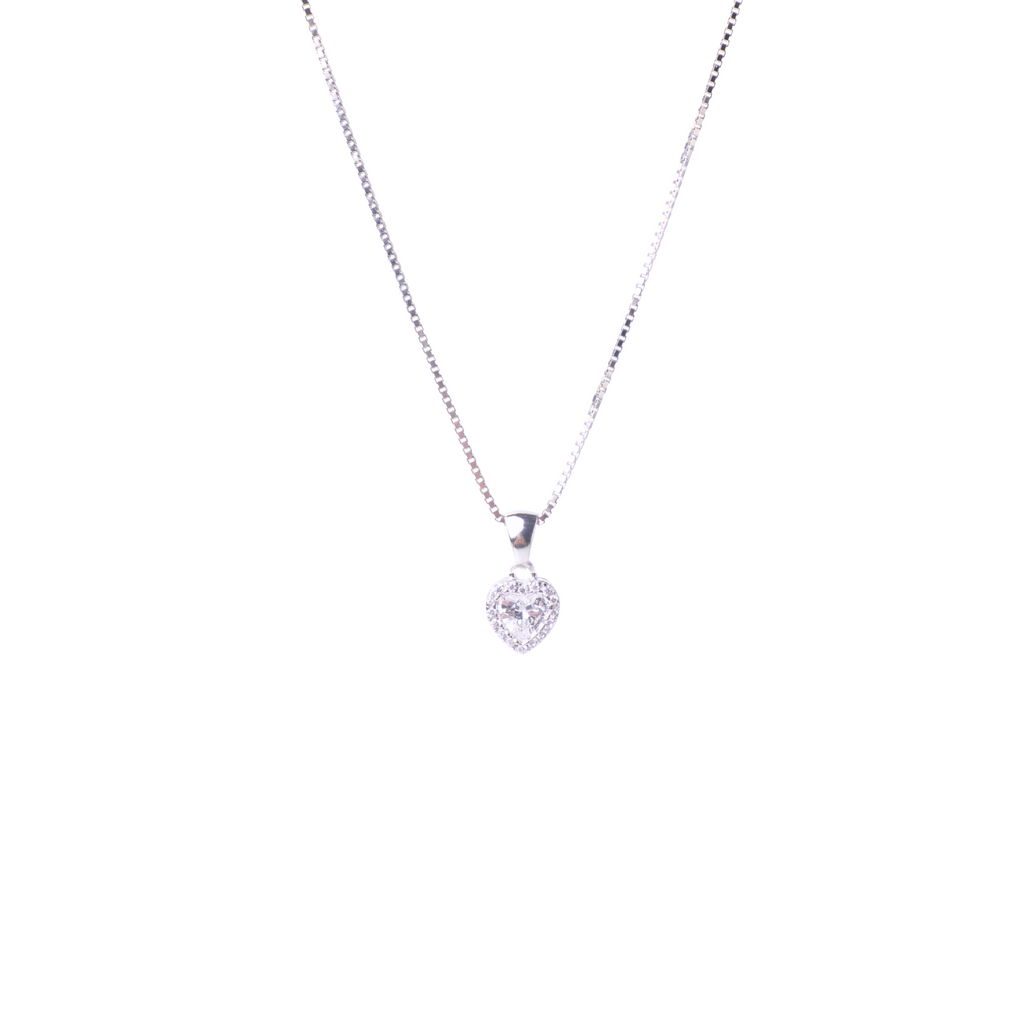 Silver Sparkling Heart Pendant Set