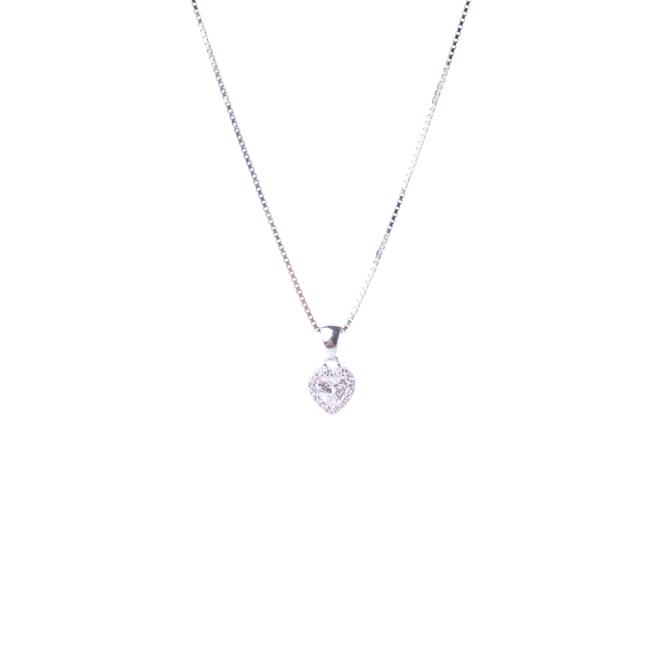Silver Sparkling Heart Pendant Set