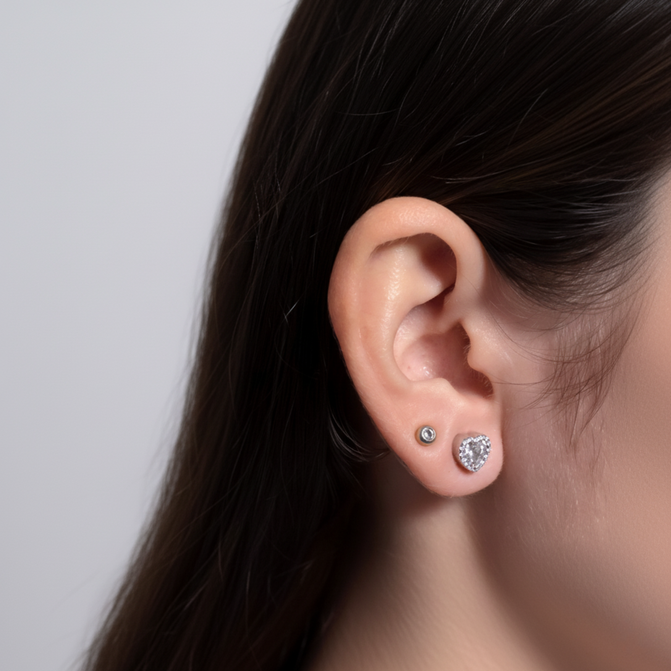 Silver Sparkling Heart Pendant Set